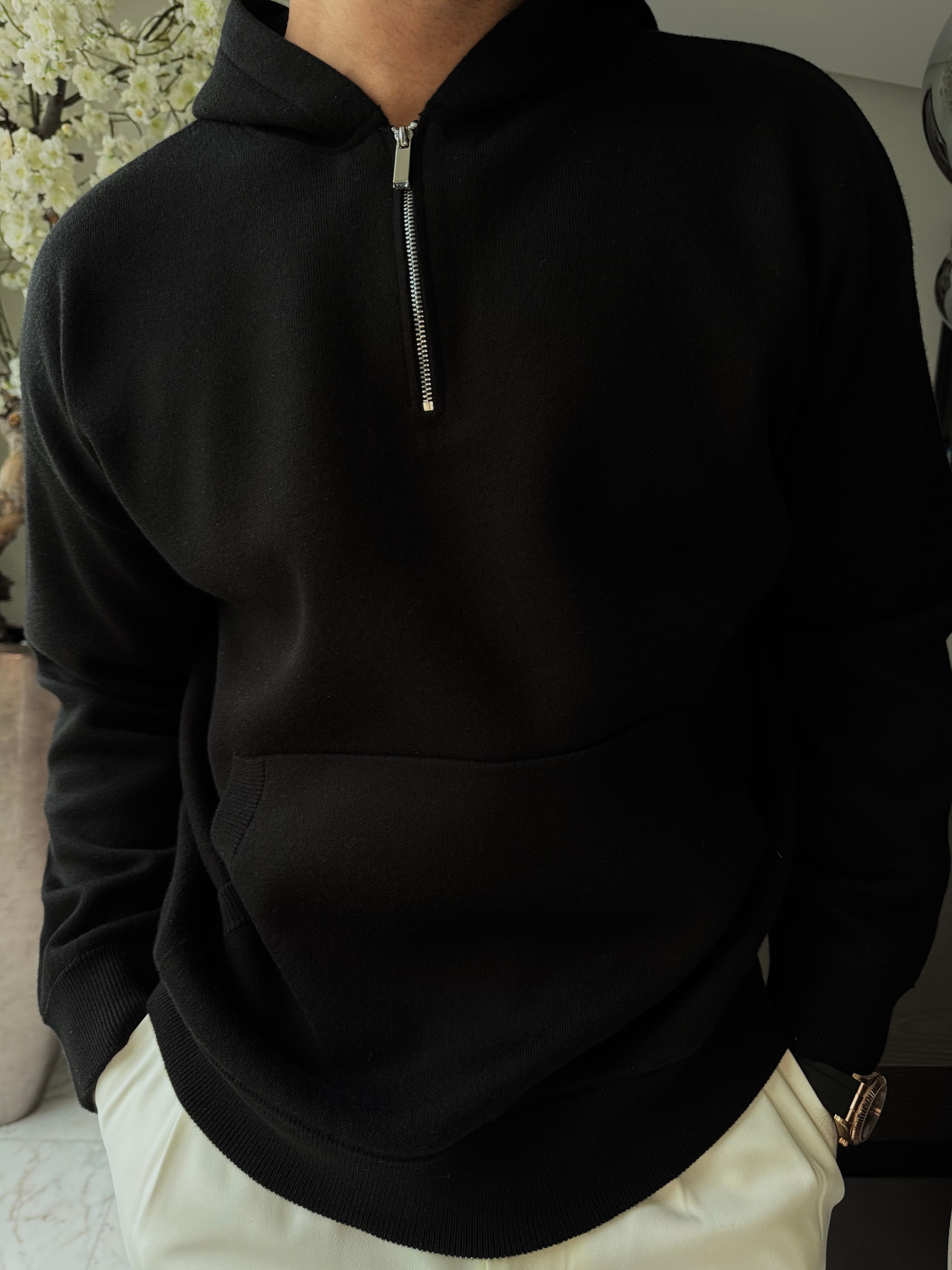 THE OTTO ZIPPED HOODED BLACK