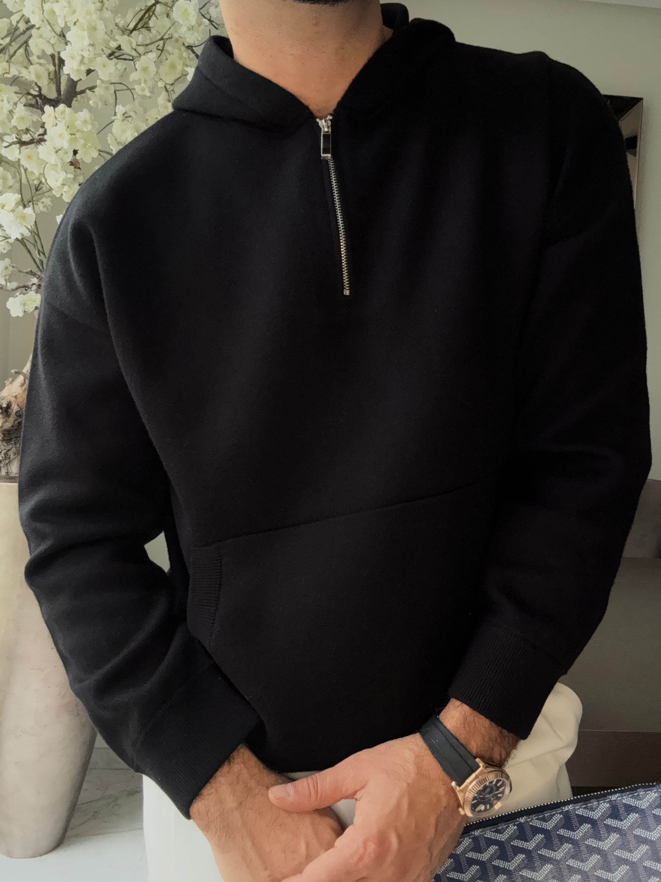THE OTTO ZIPPED HOODED BLACK