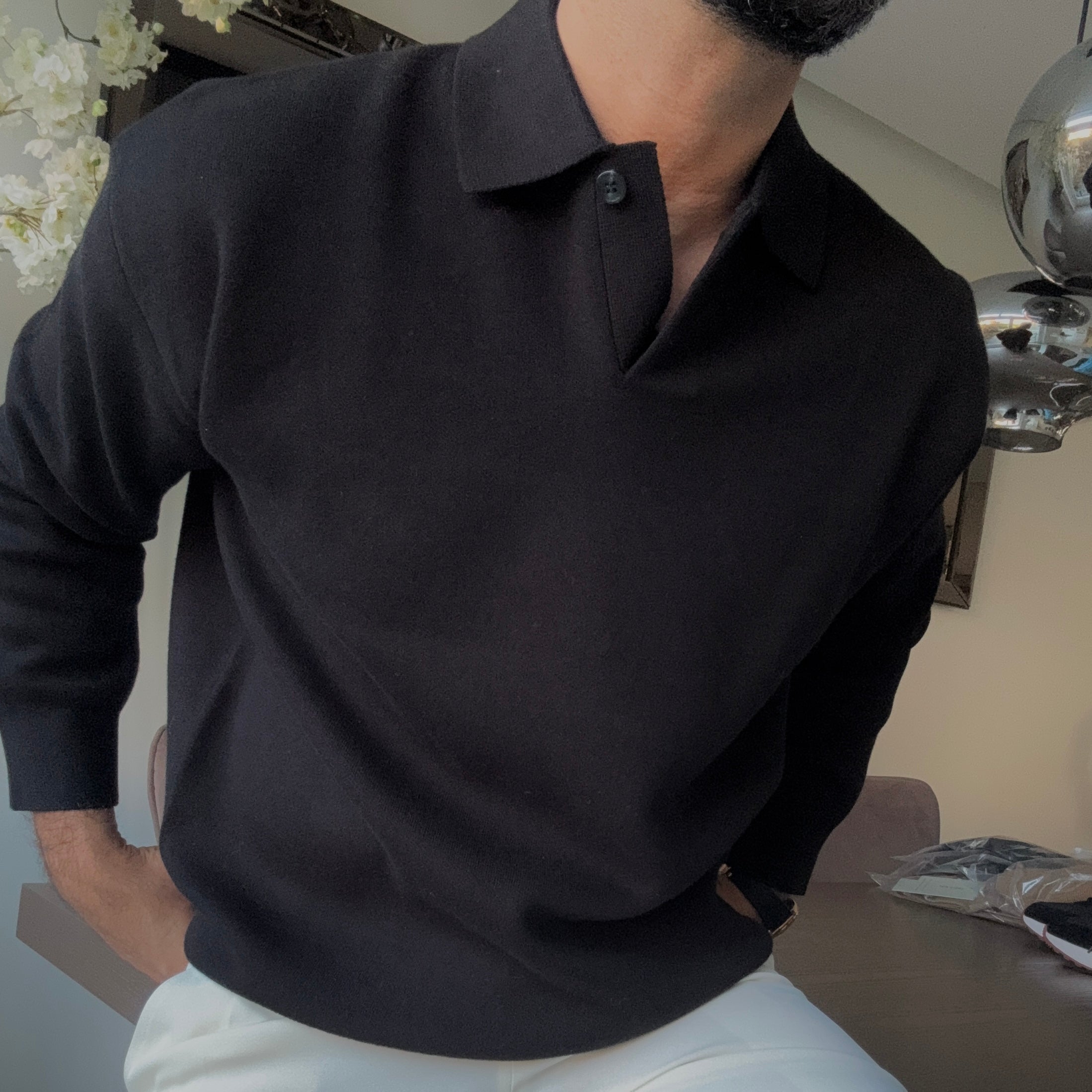 The silva longleeve polo black