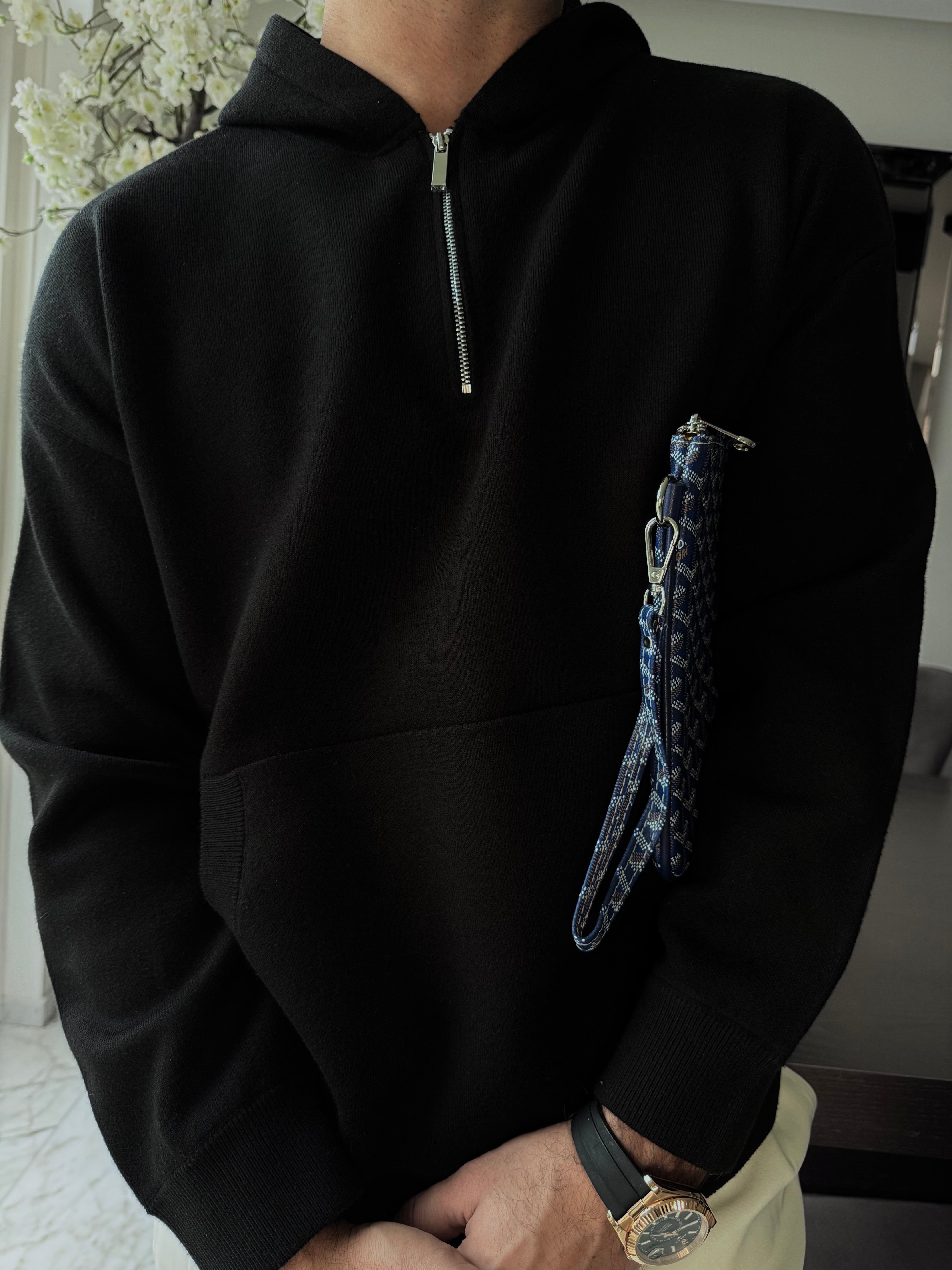 THE OTTO ZIPPED HOODED BLACK