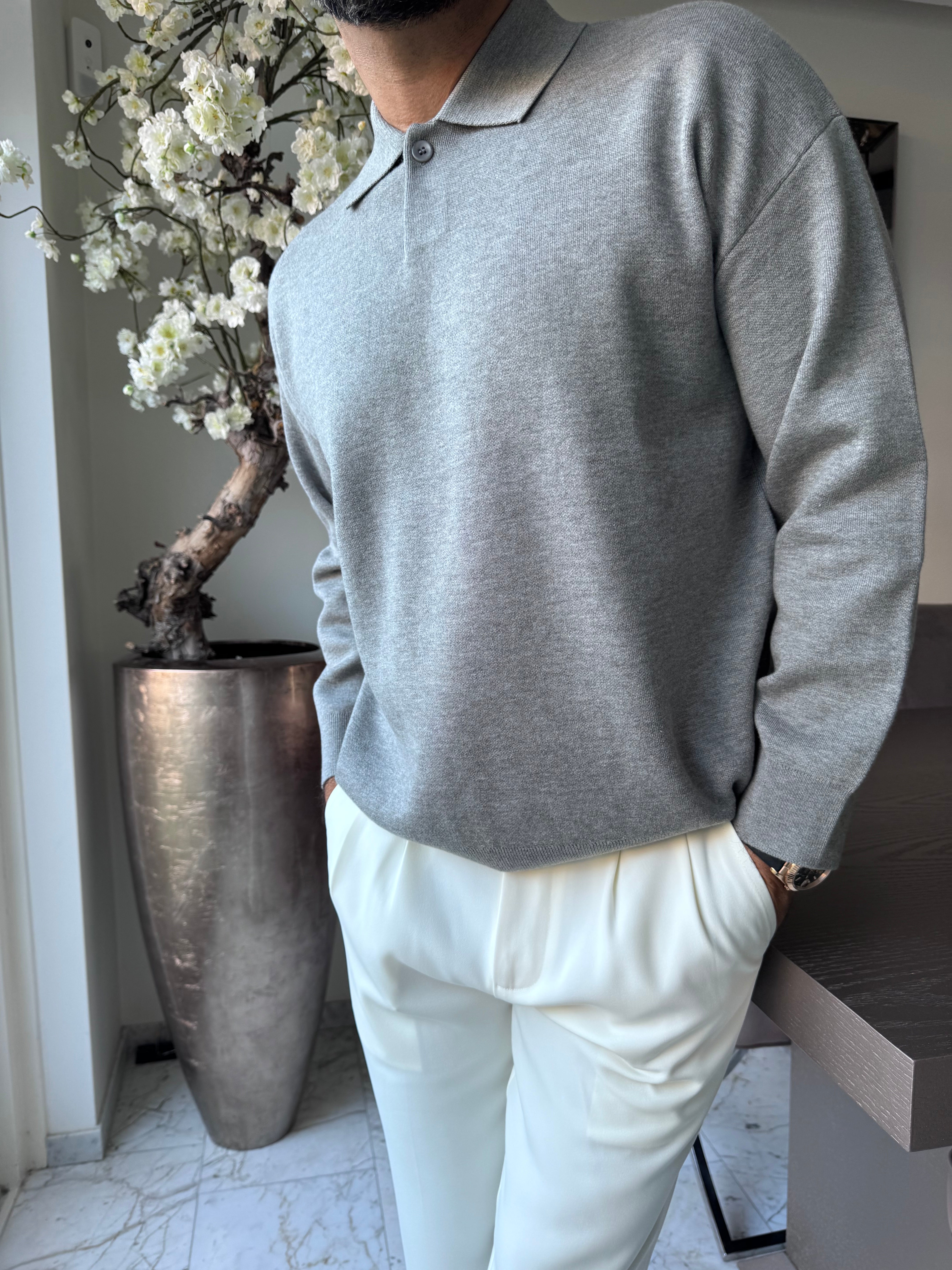 The silva longleeve polo Grey