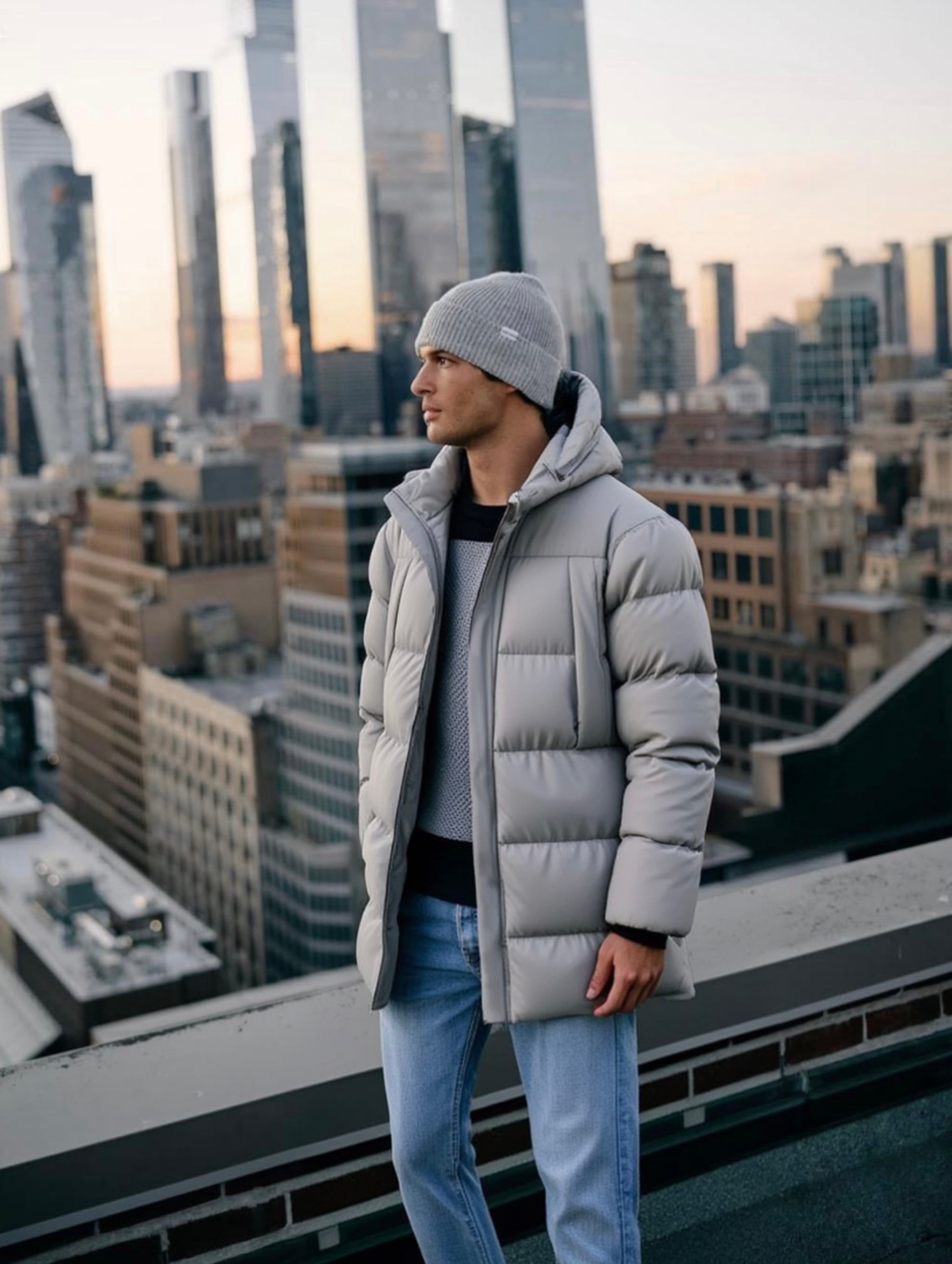 Mikka long puffer jacket beige