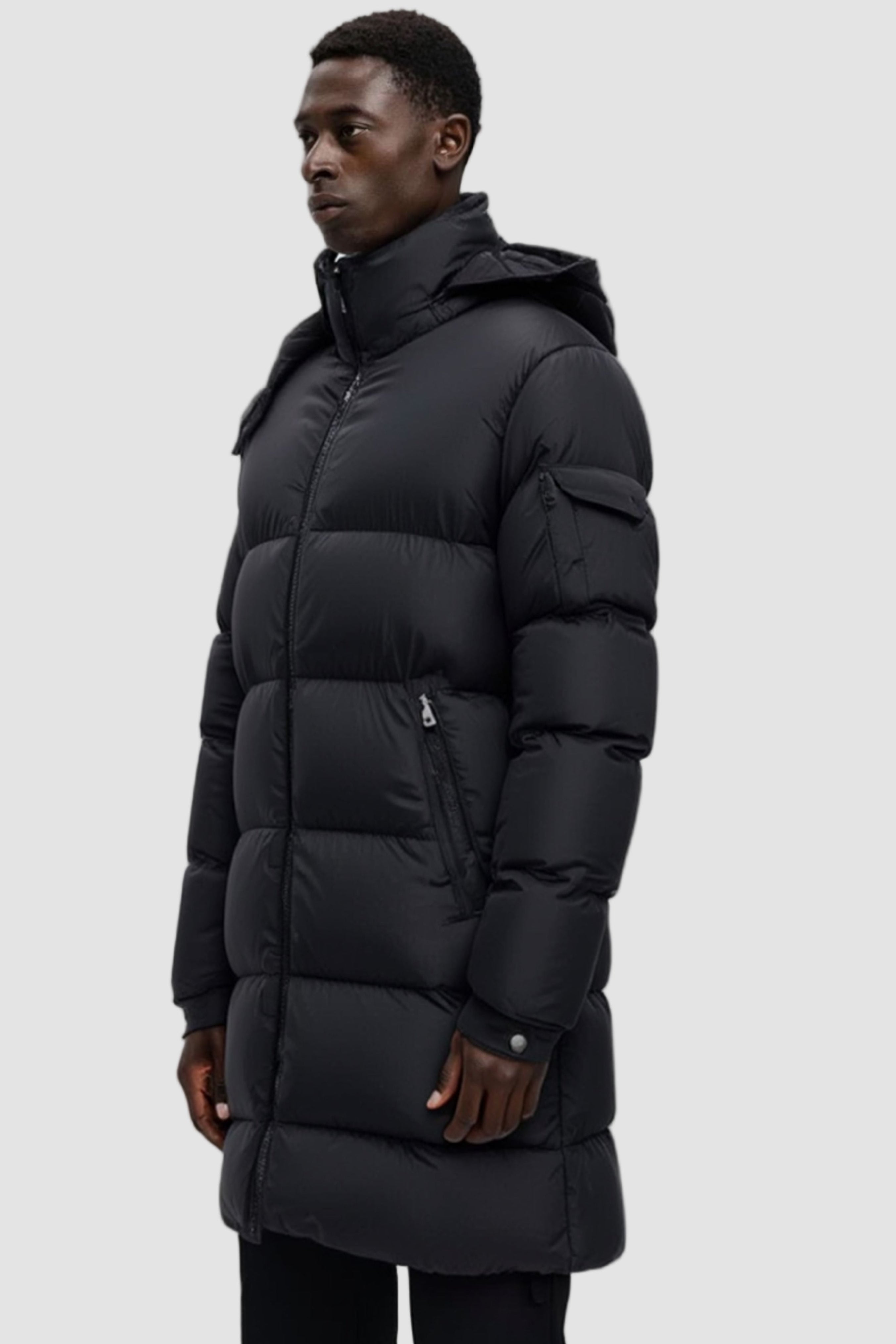 Long hooded down jacket