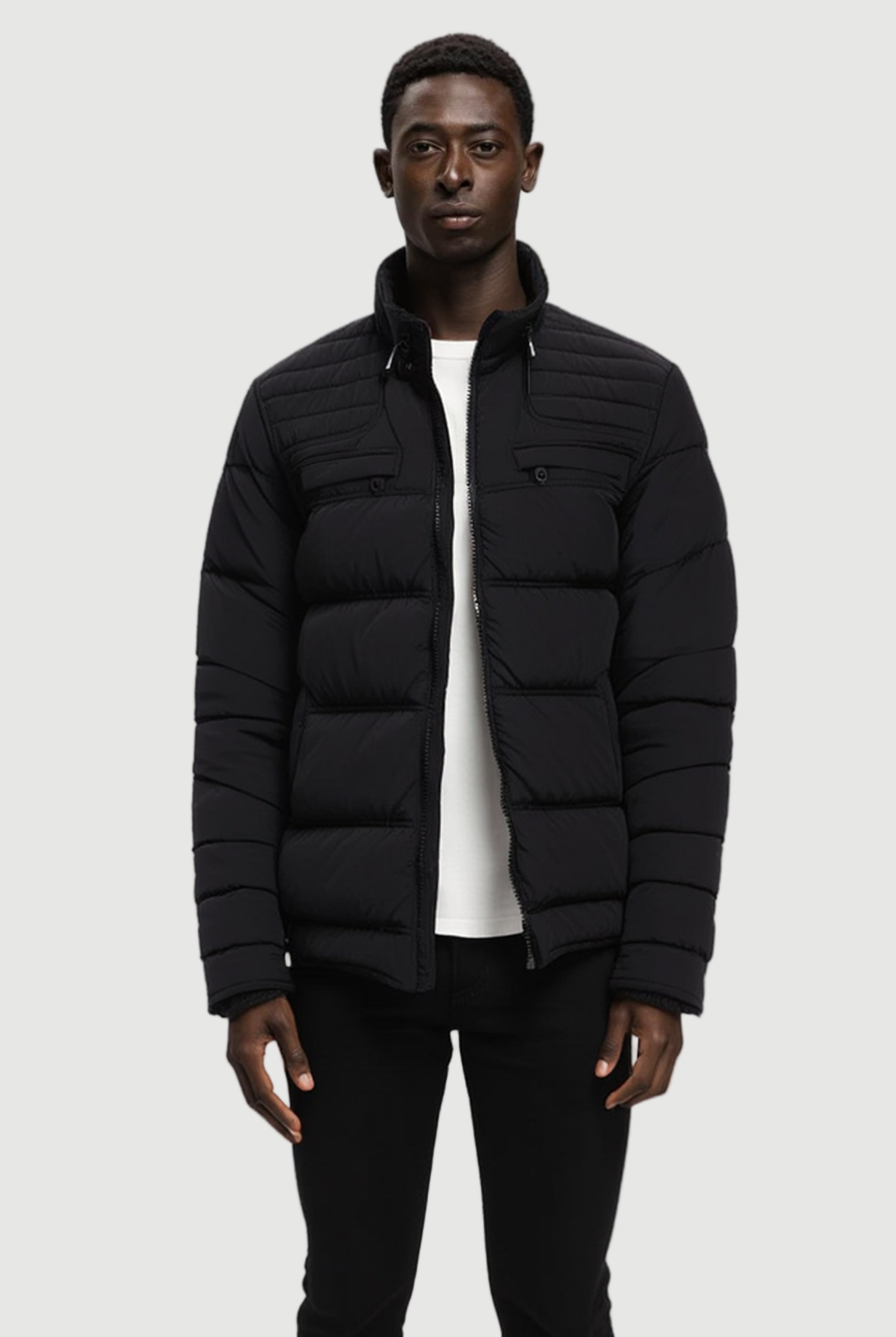 Quilted down jacket with zip