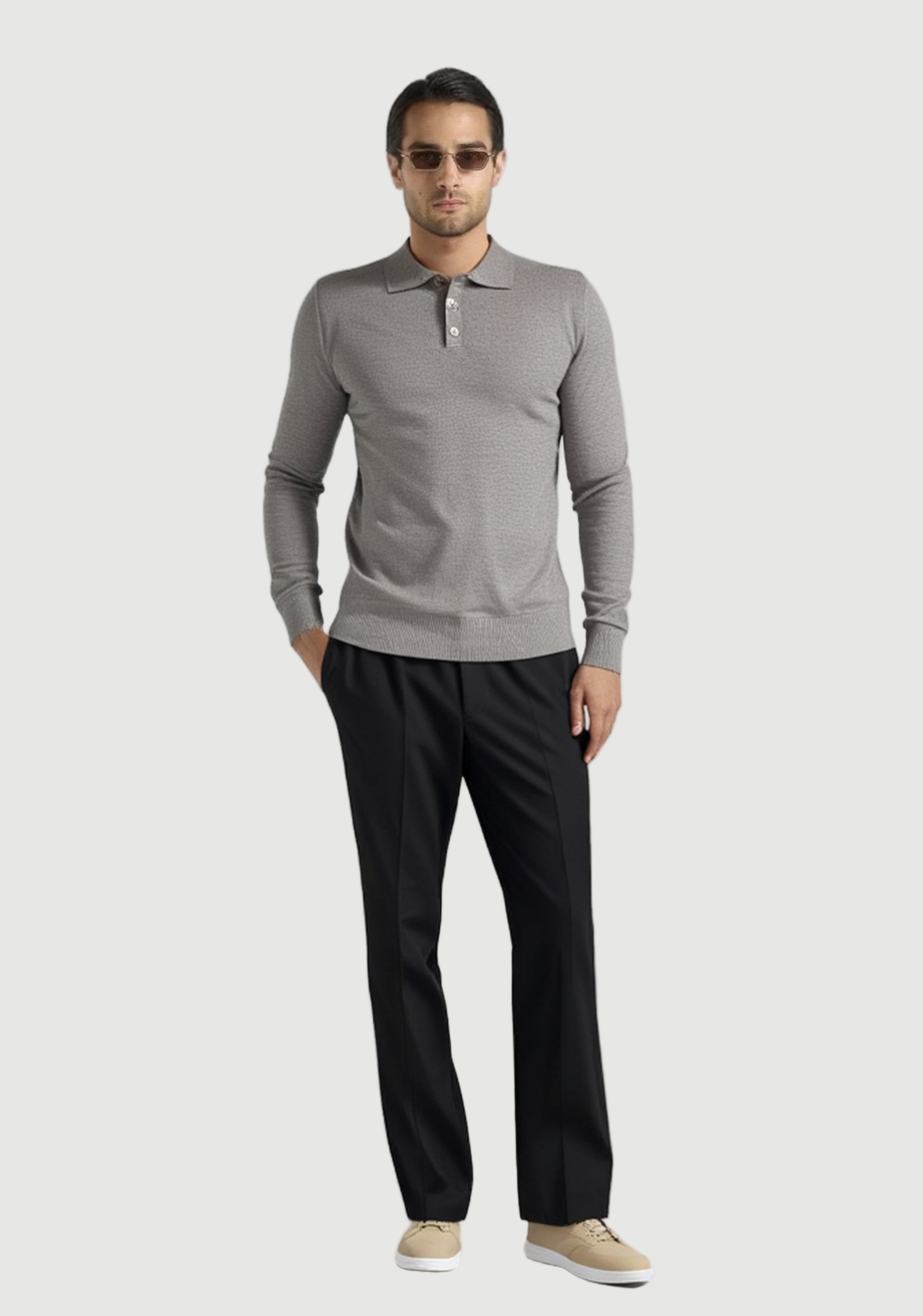 Slim fit polo taupe