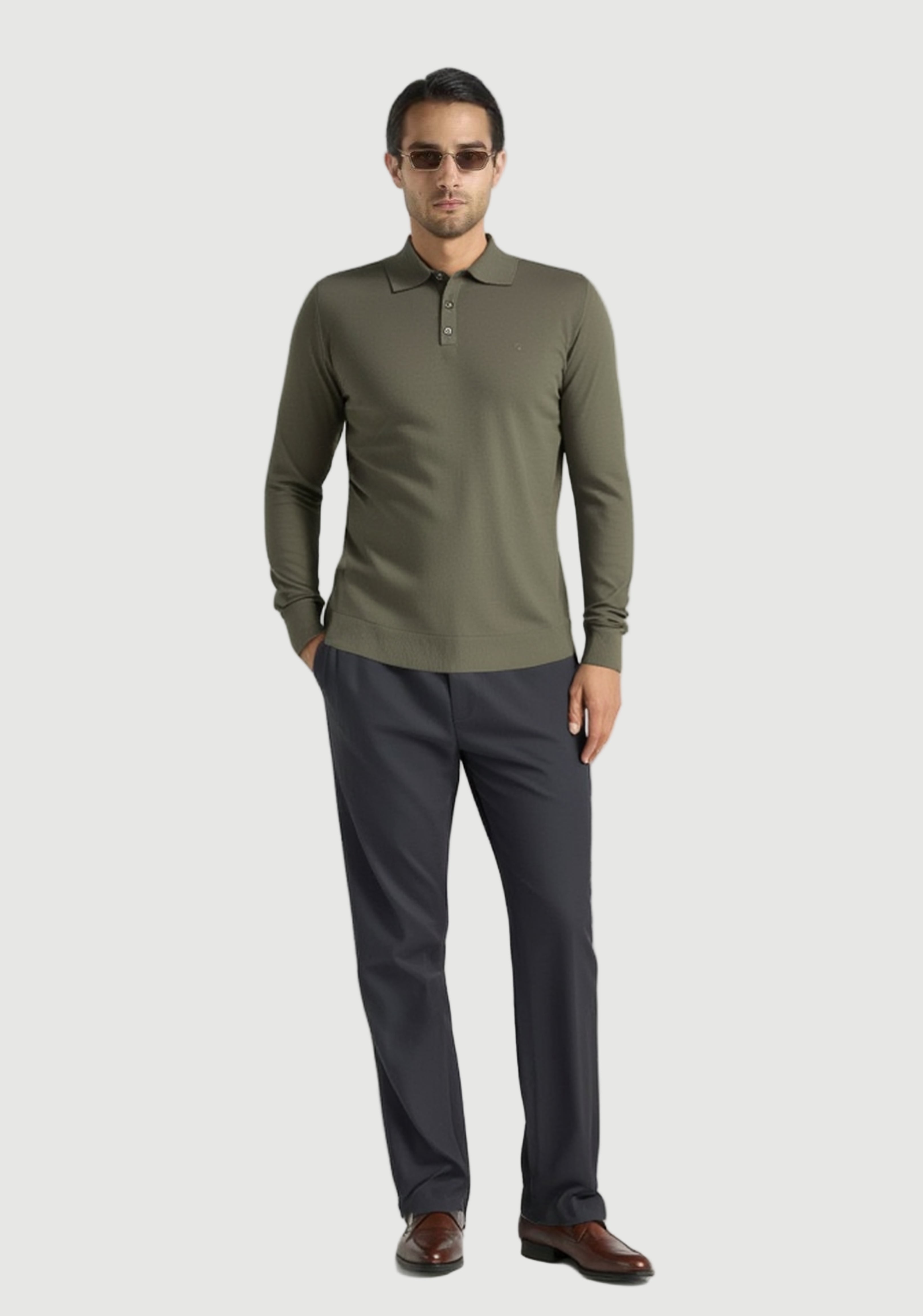 Slim fit polo khaki