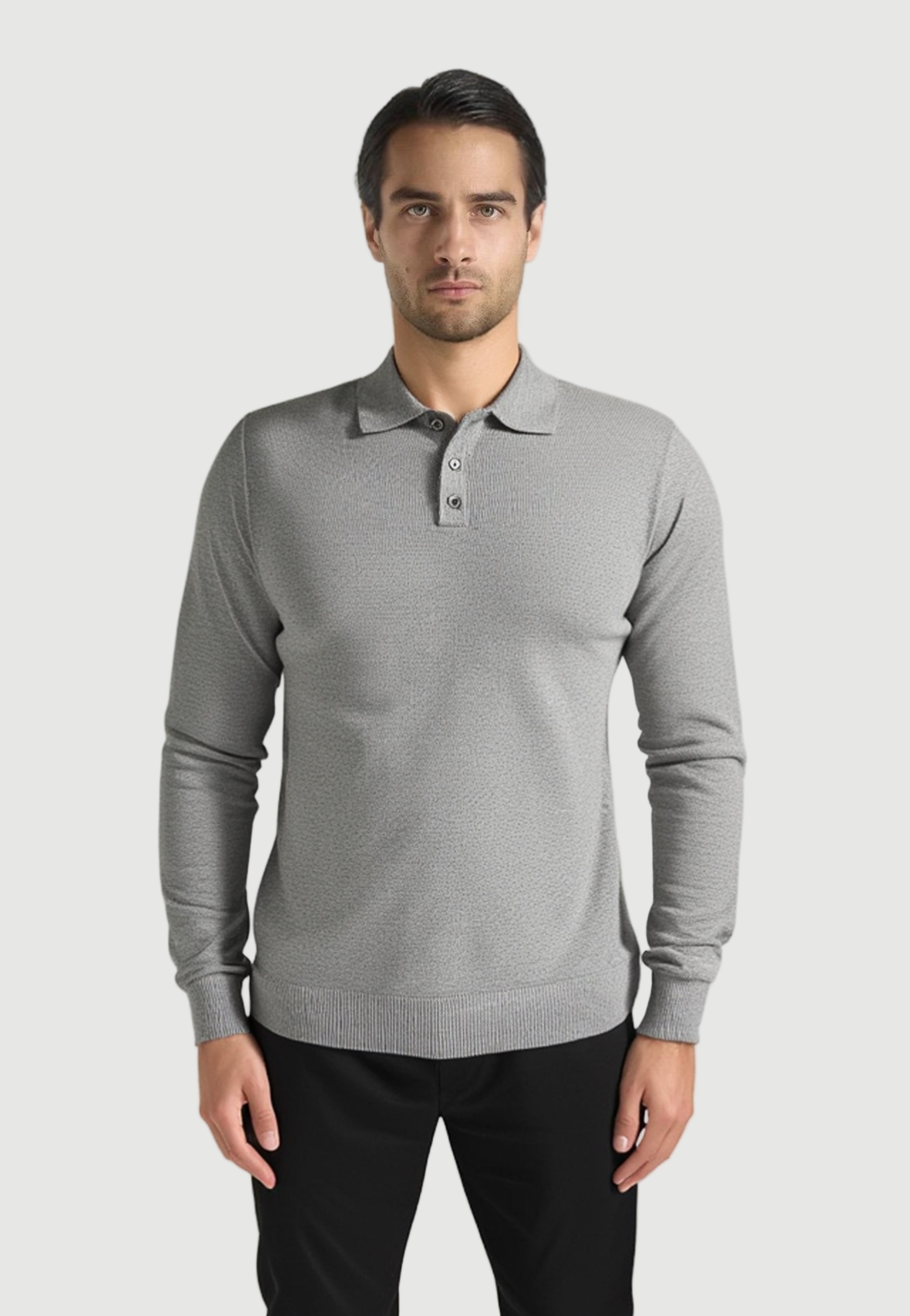 Slim fit polo licht grijs