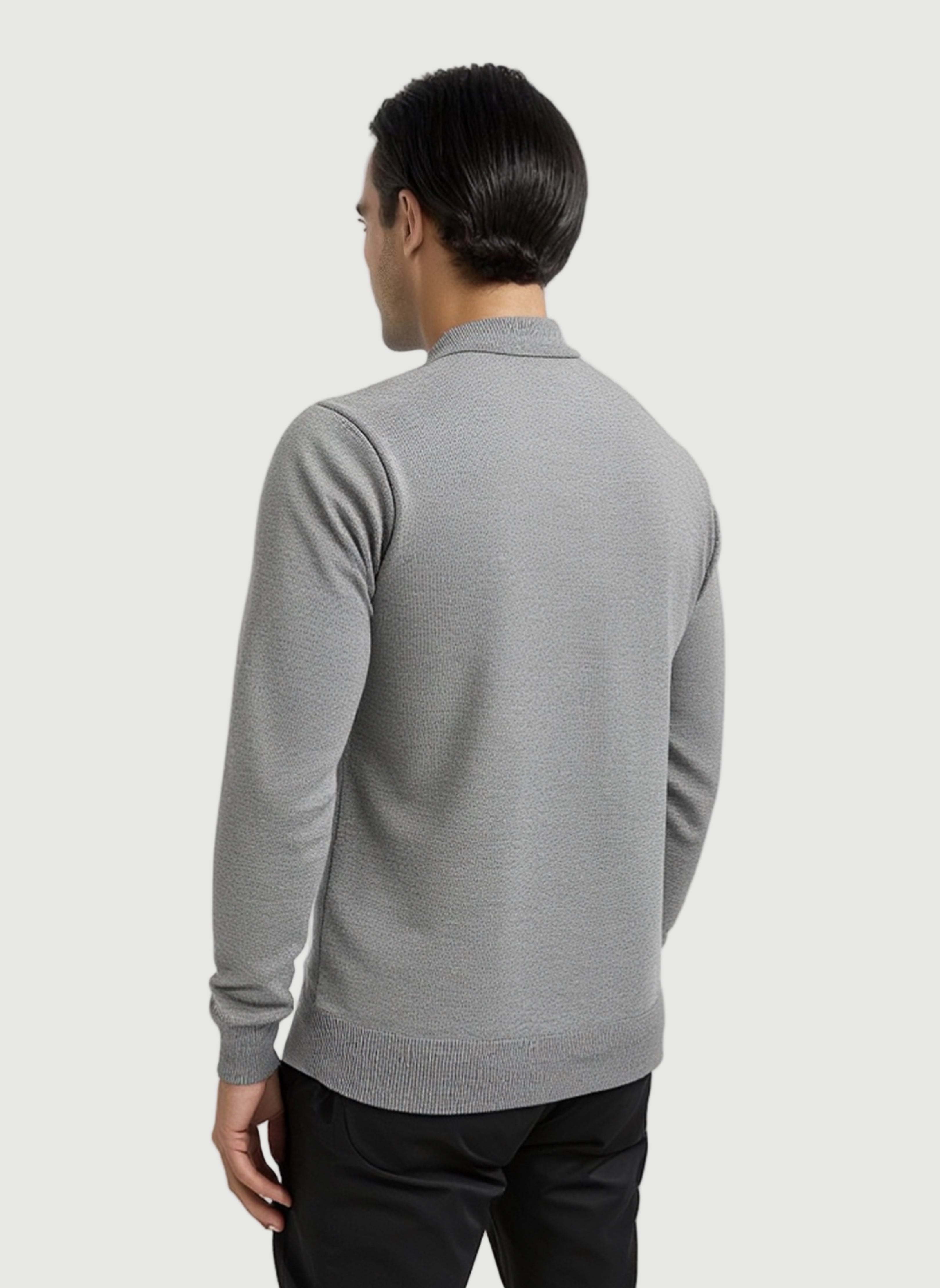 Slim fit polo licht grijs