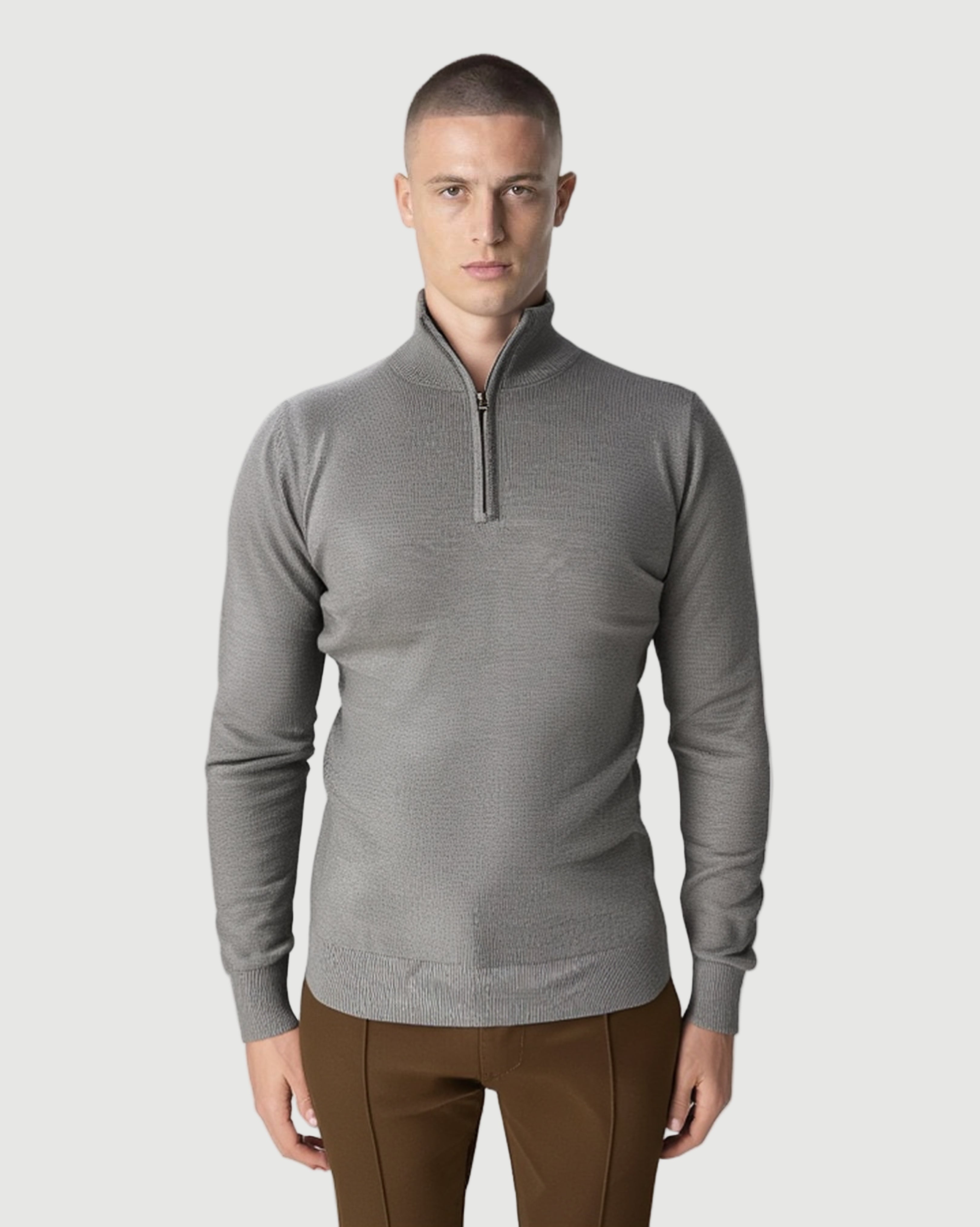 Zipped polo taupe