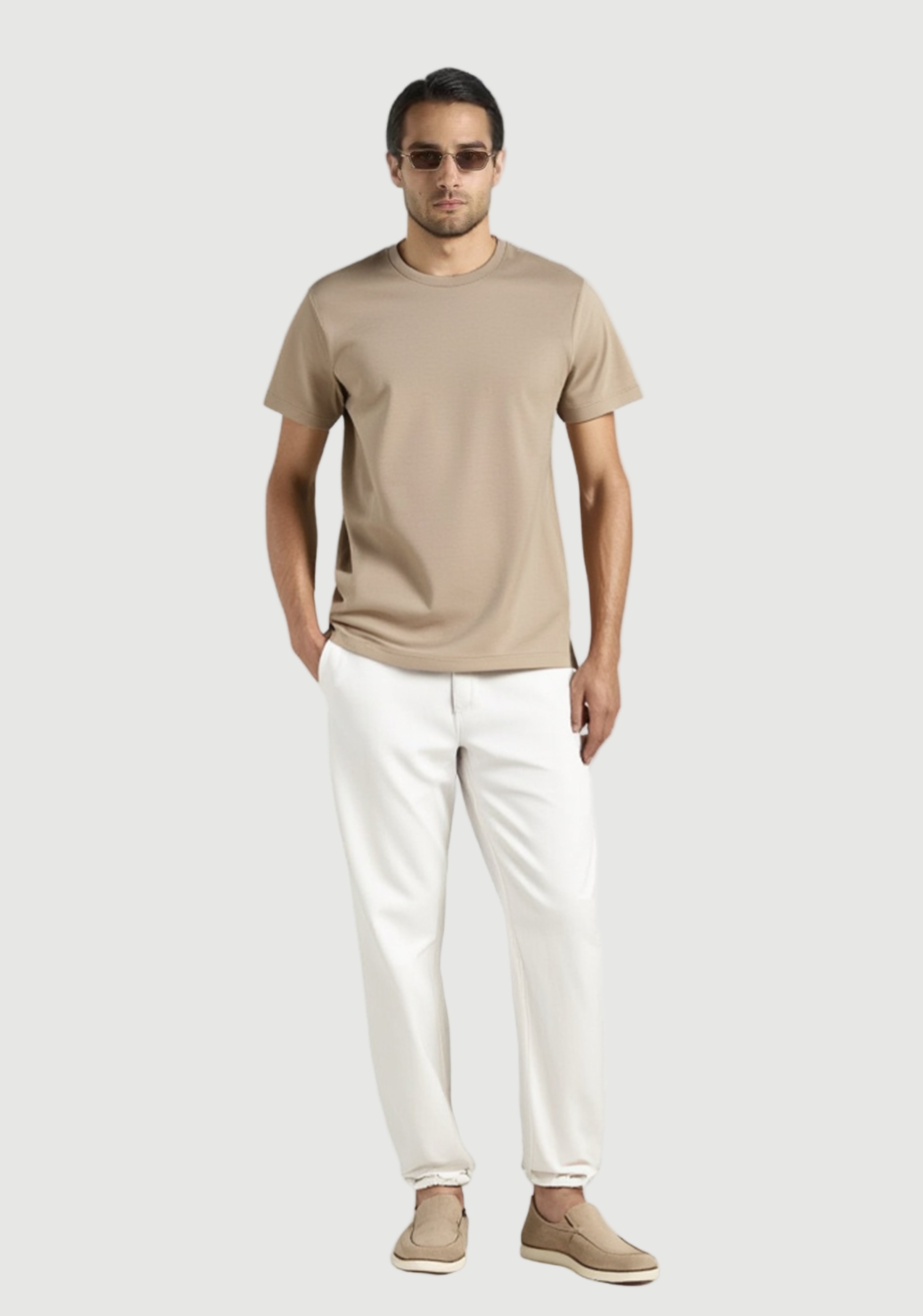 Glans t-shirt beige