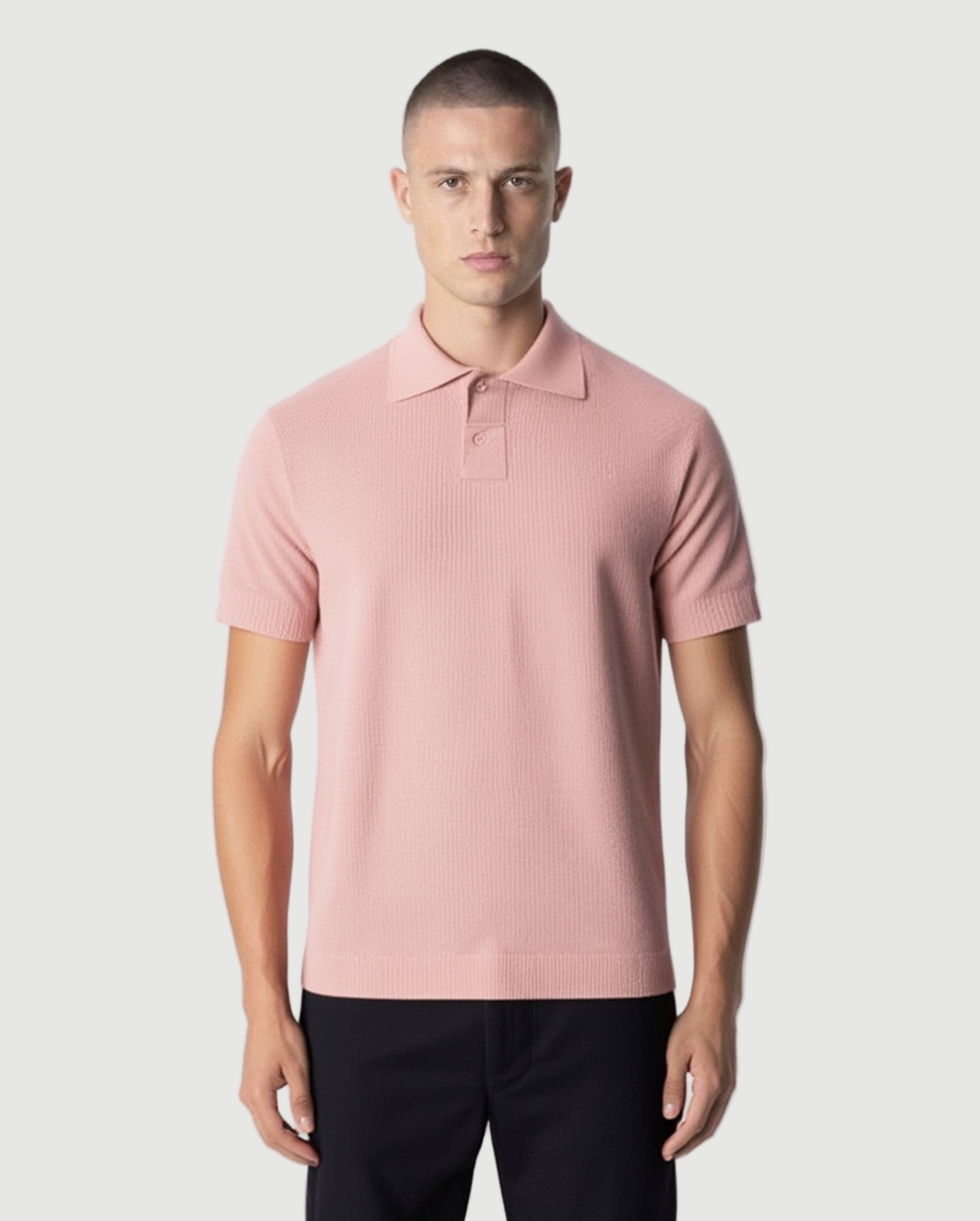 Short knitted polo rose