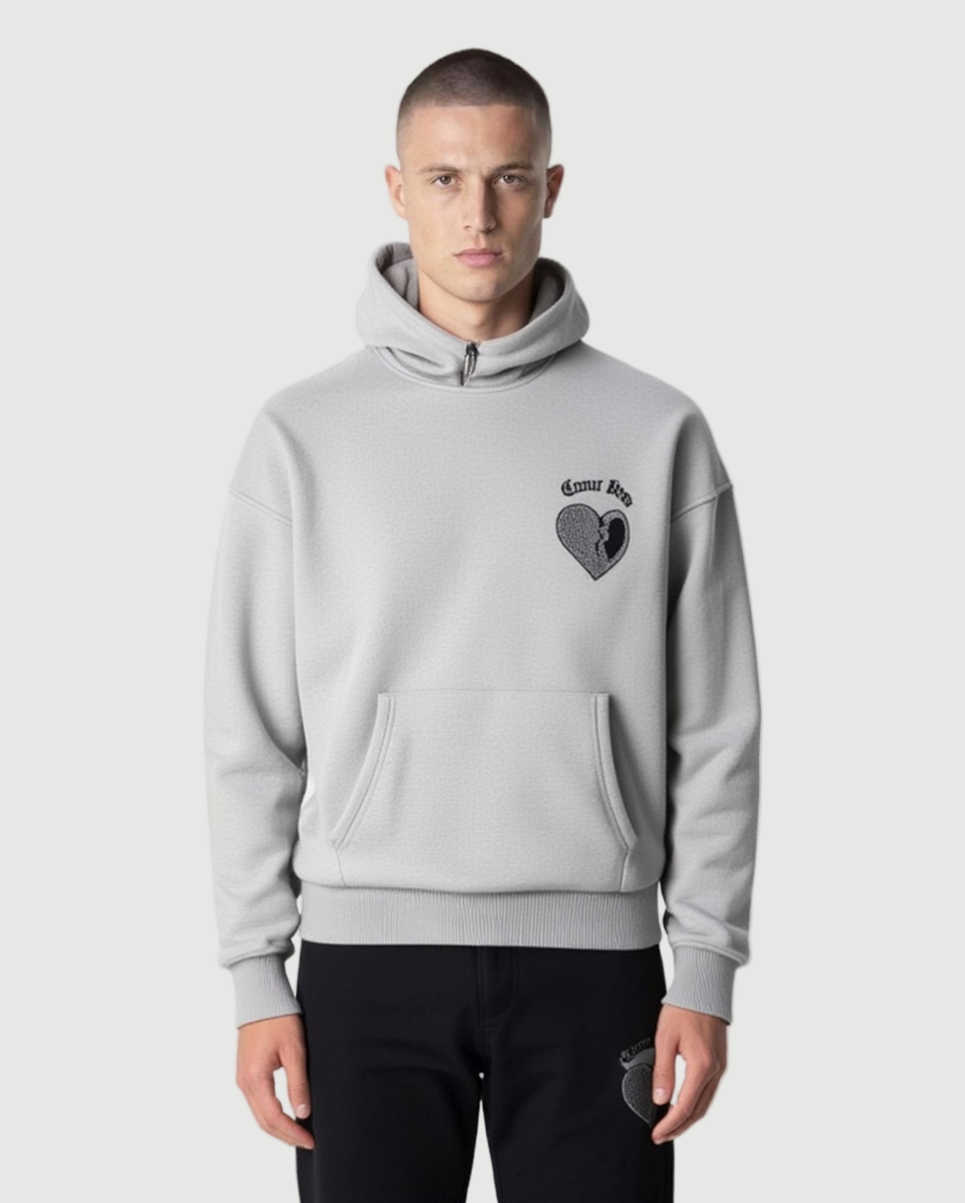 Broken heart hoodie grey