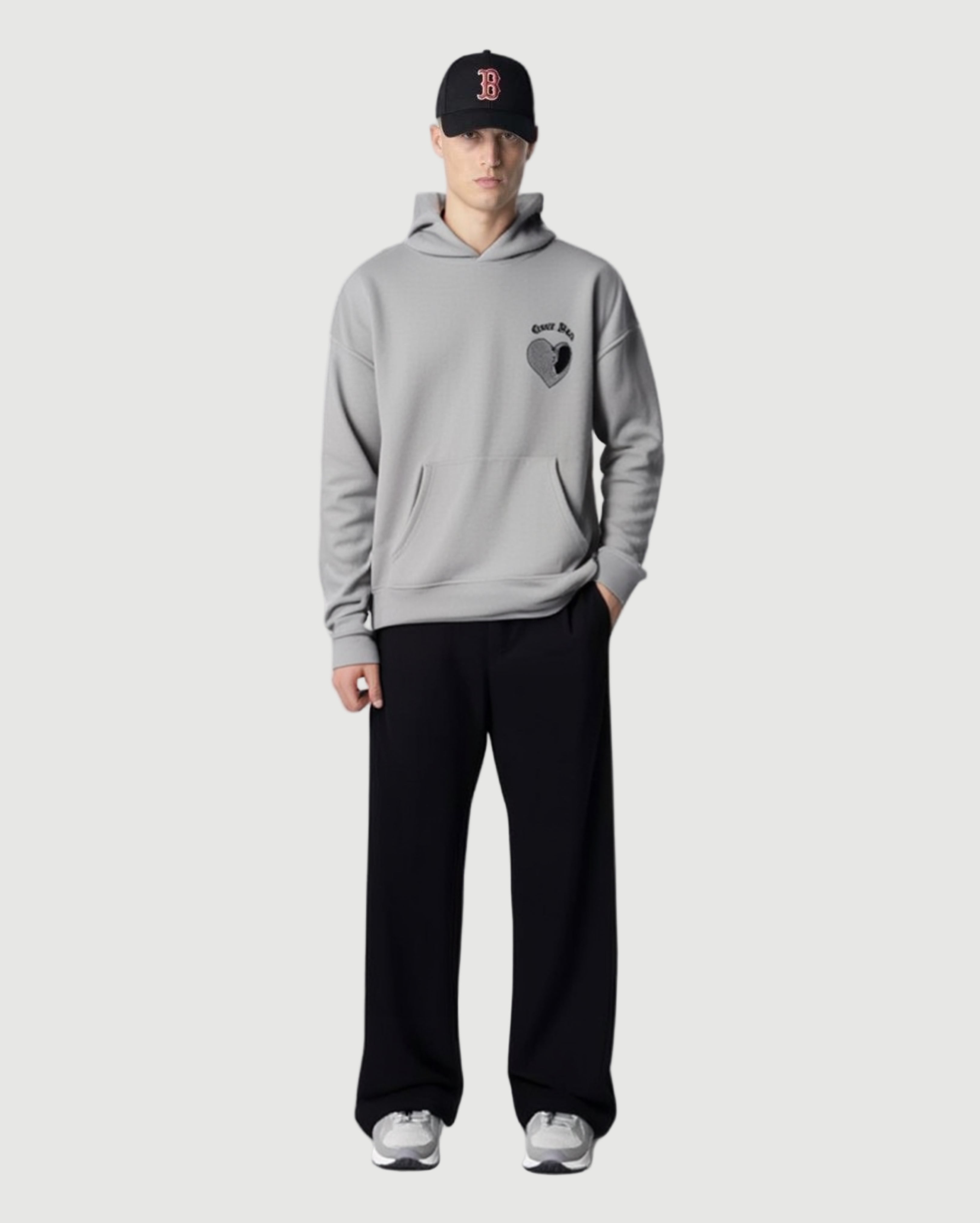 Broken heart hoodie grey