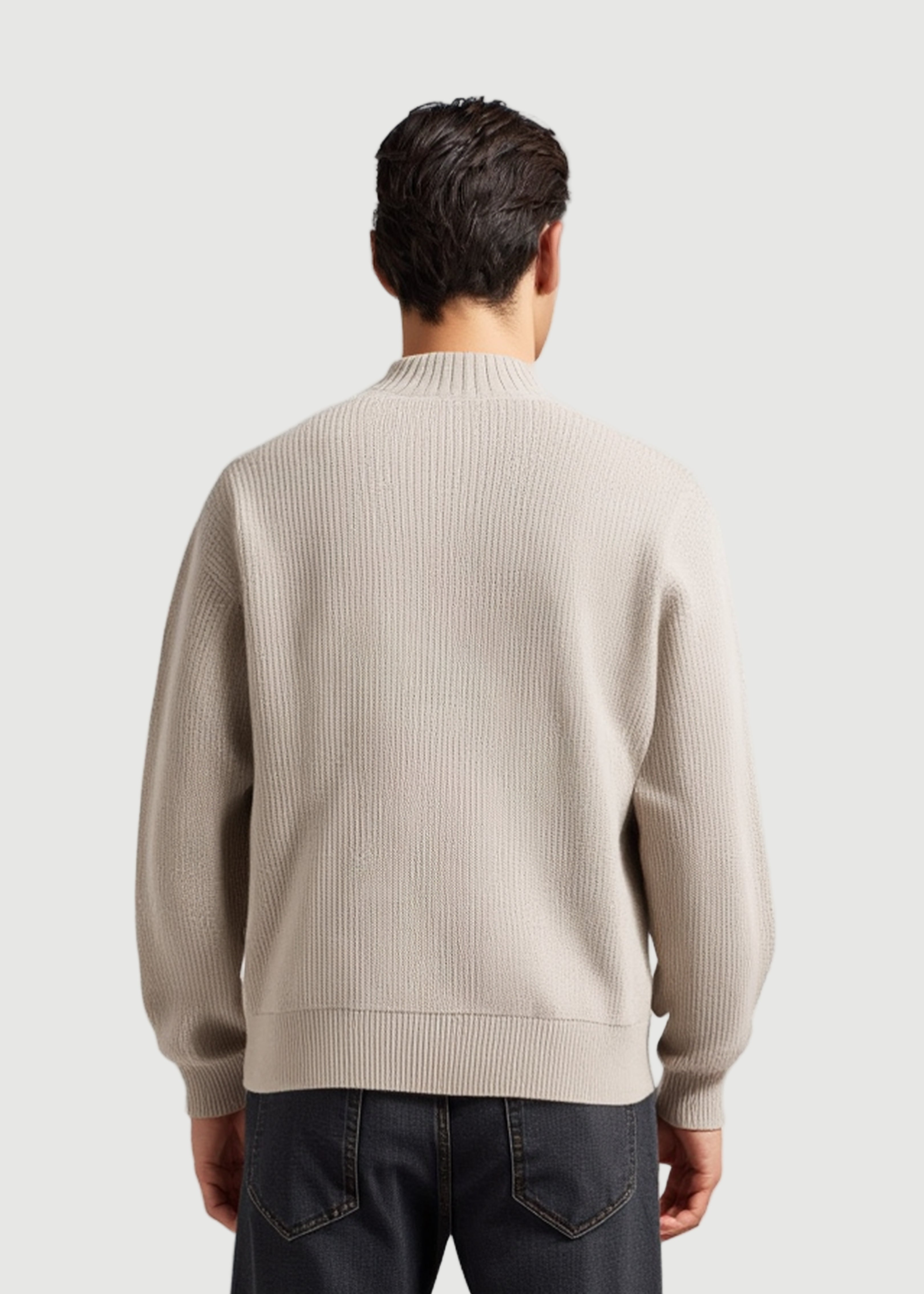 gorgio color zip-up sweater beige