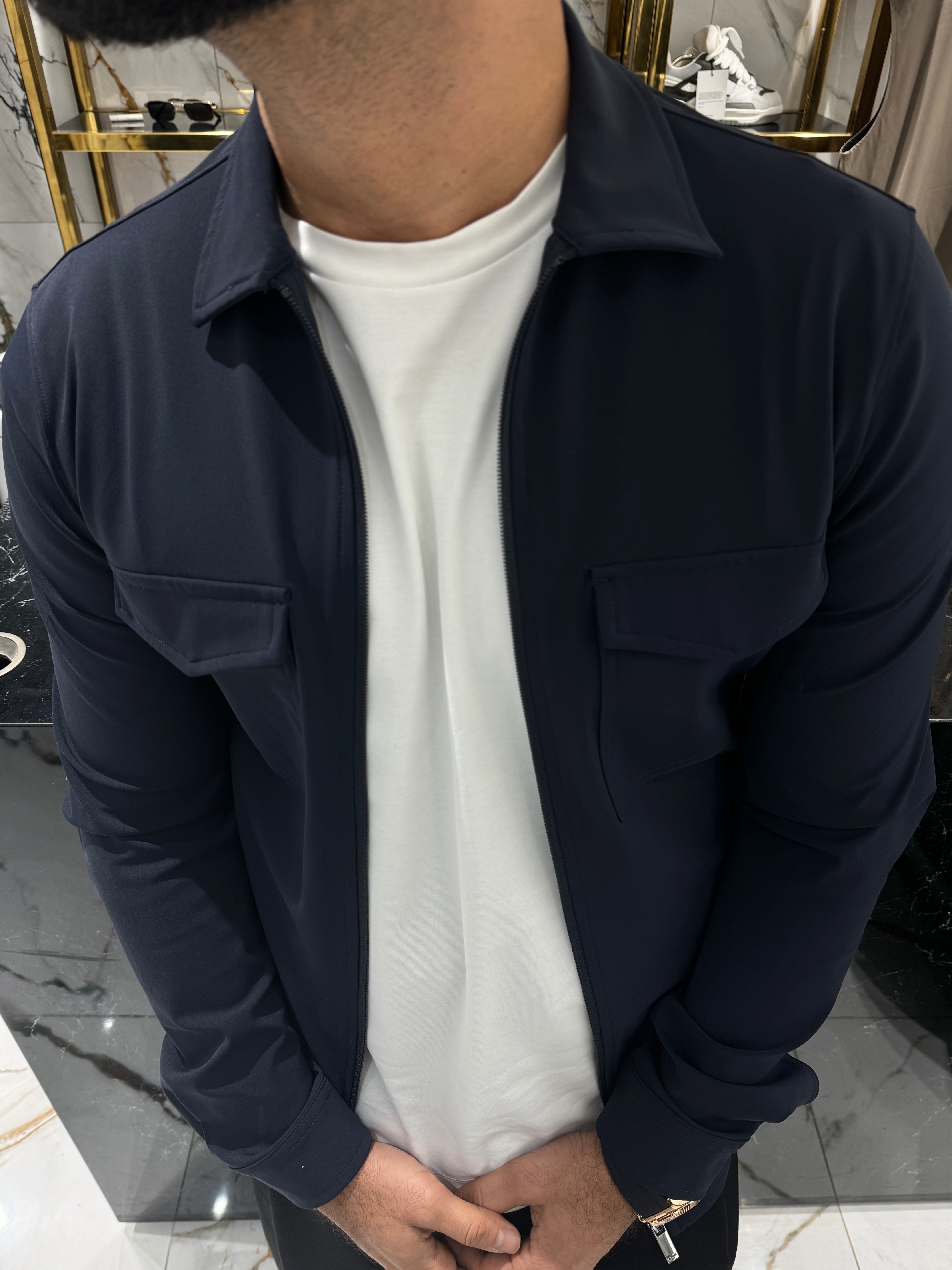 The Santoni jacket dark blue