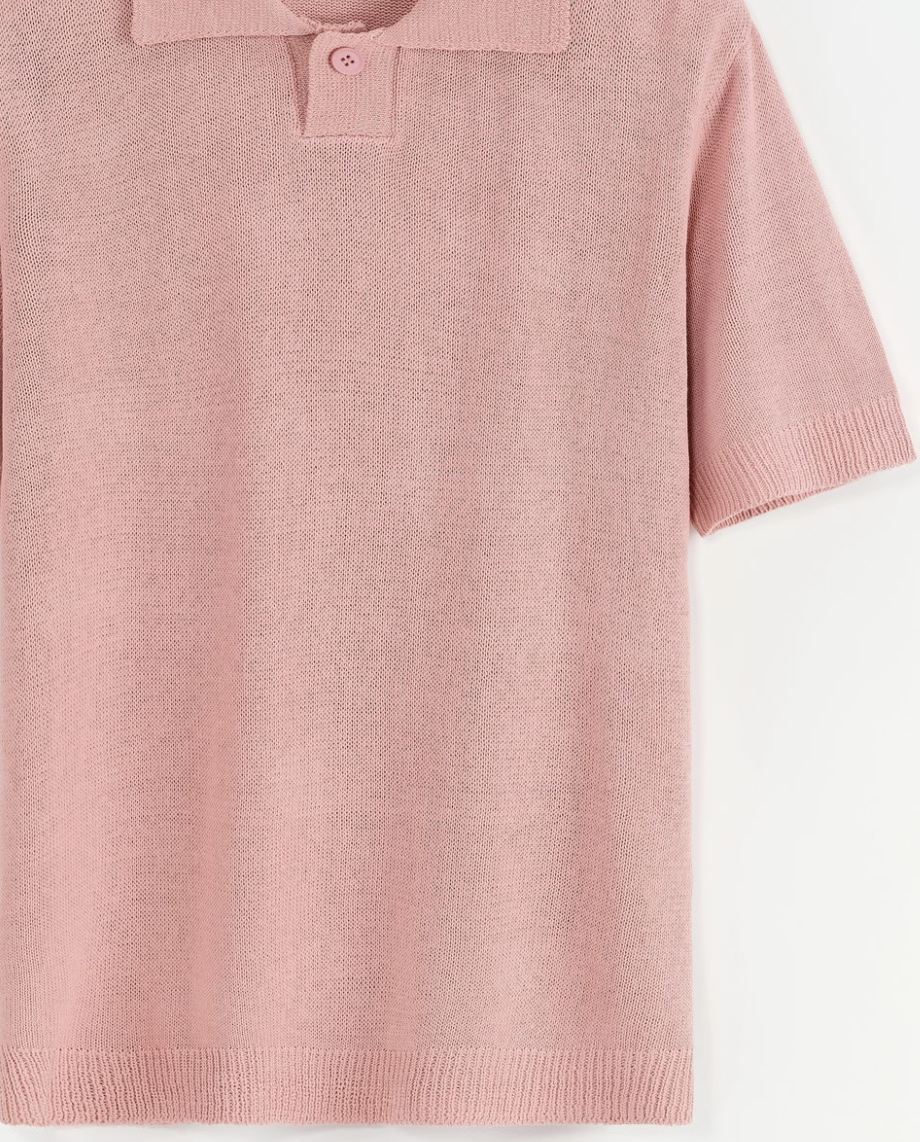 Short knitted polo rose