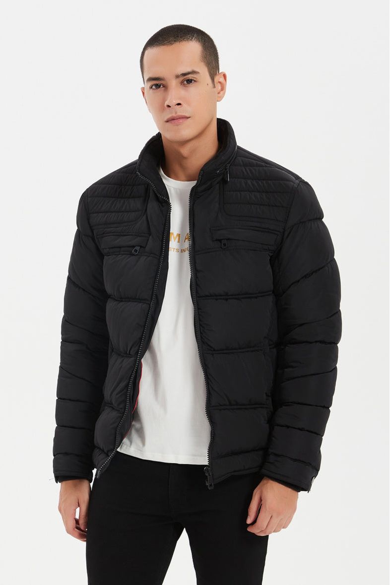 Quilted down jacket with zip