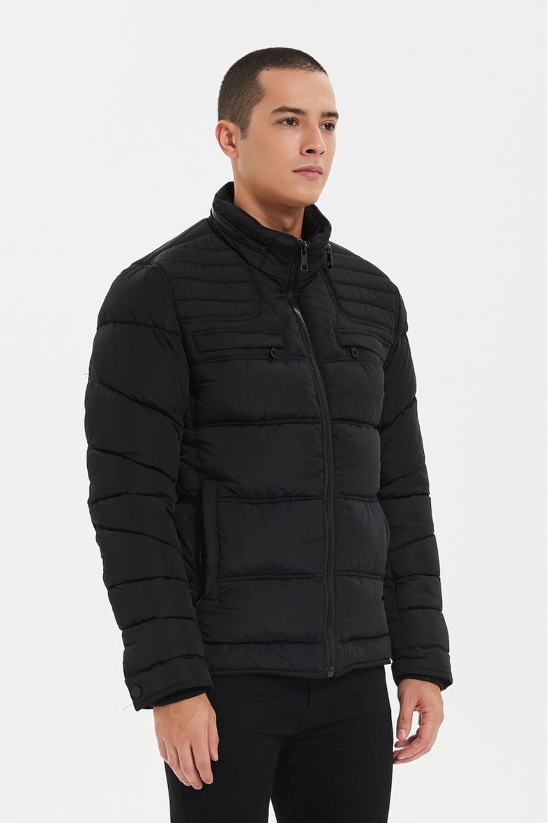 Quilted down jacket with zip