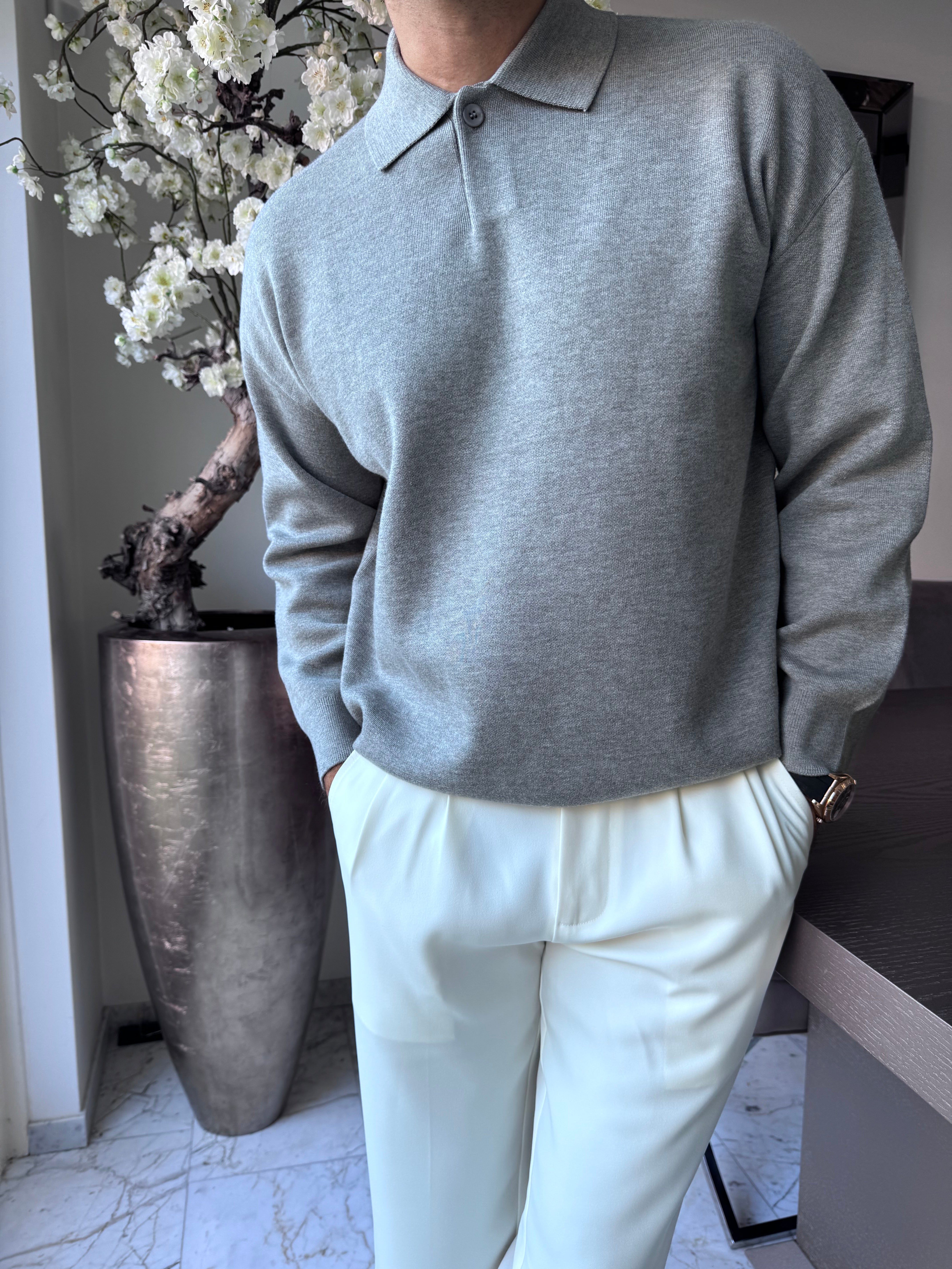 The silva longleeve polo Grey