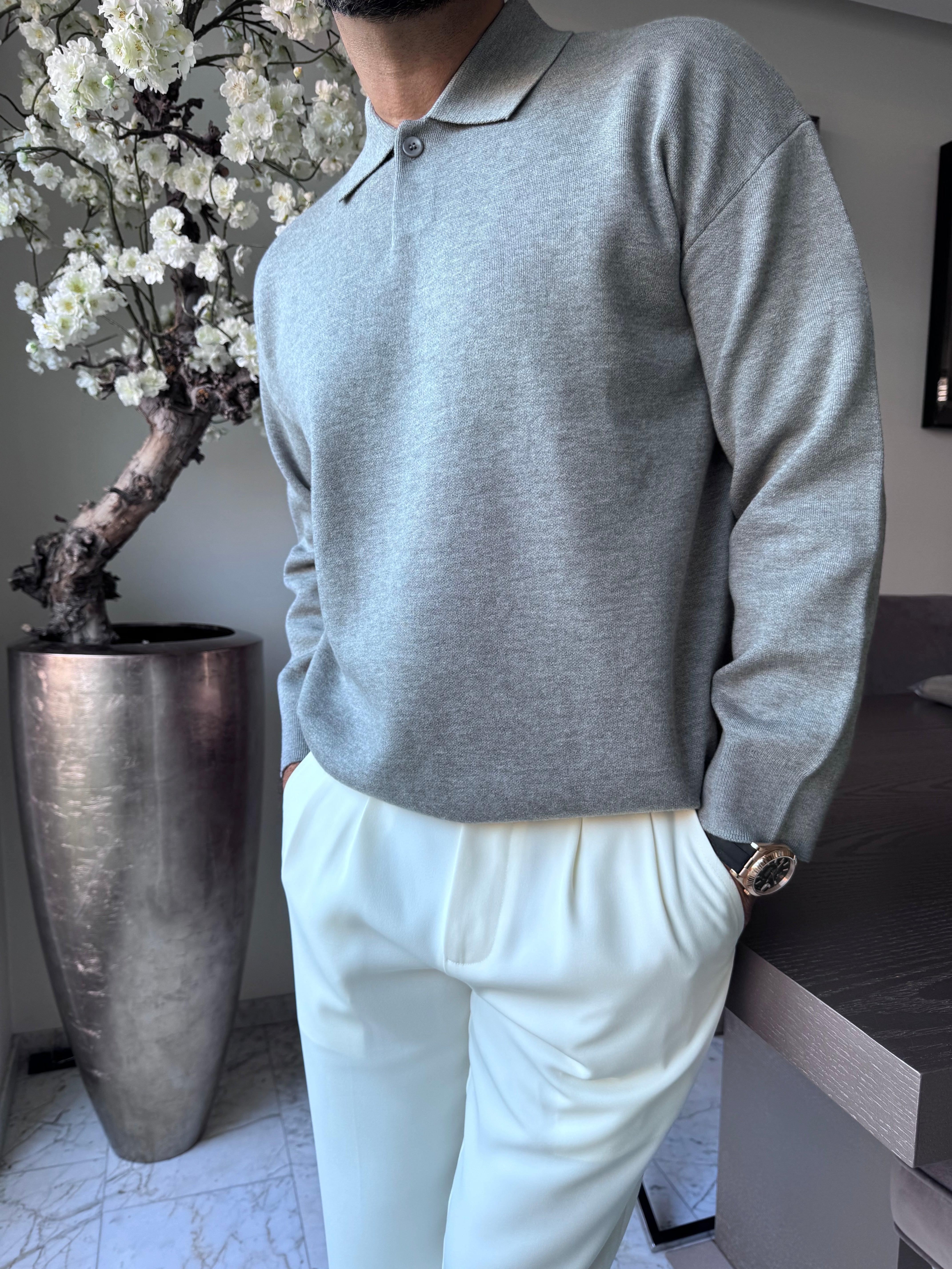 The silva longleeve polo Grey