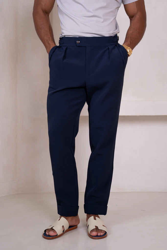 Linea Pleated trousers navy