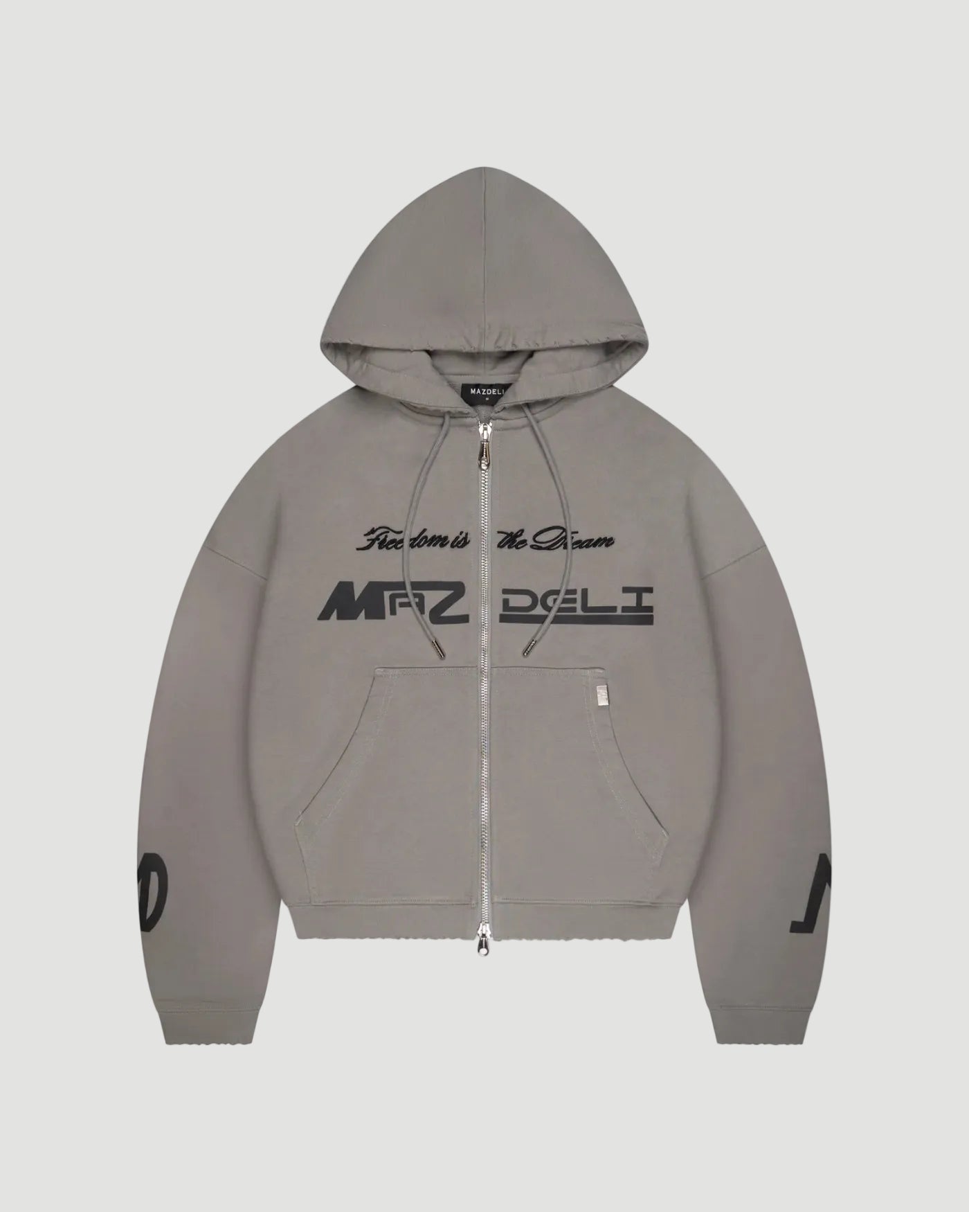 BOXY ZIPPER HOODIE - GRAY