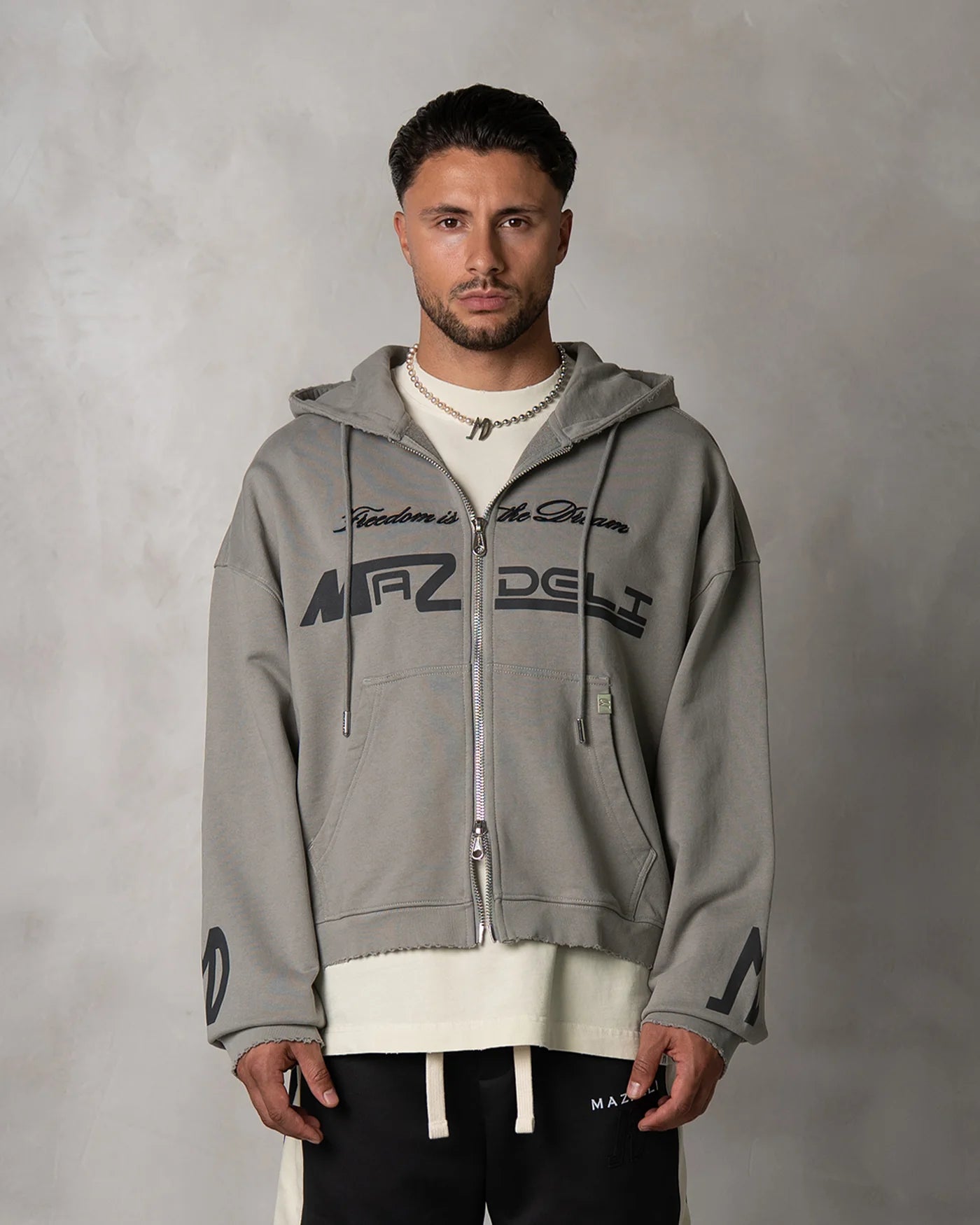 BOXY ZIPPER HOODIE - GRAY
