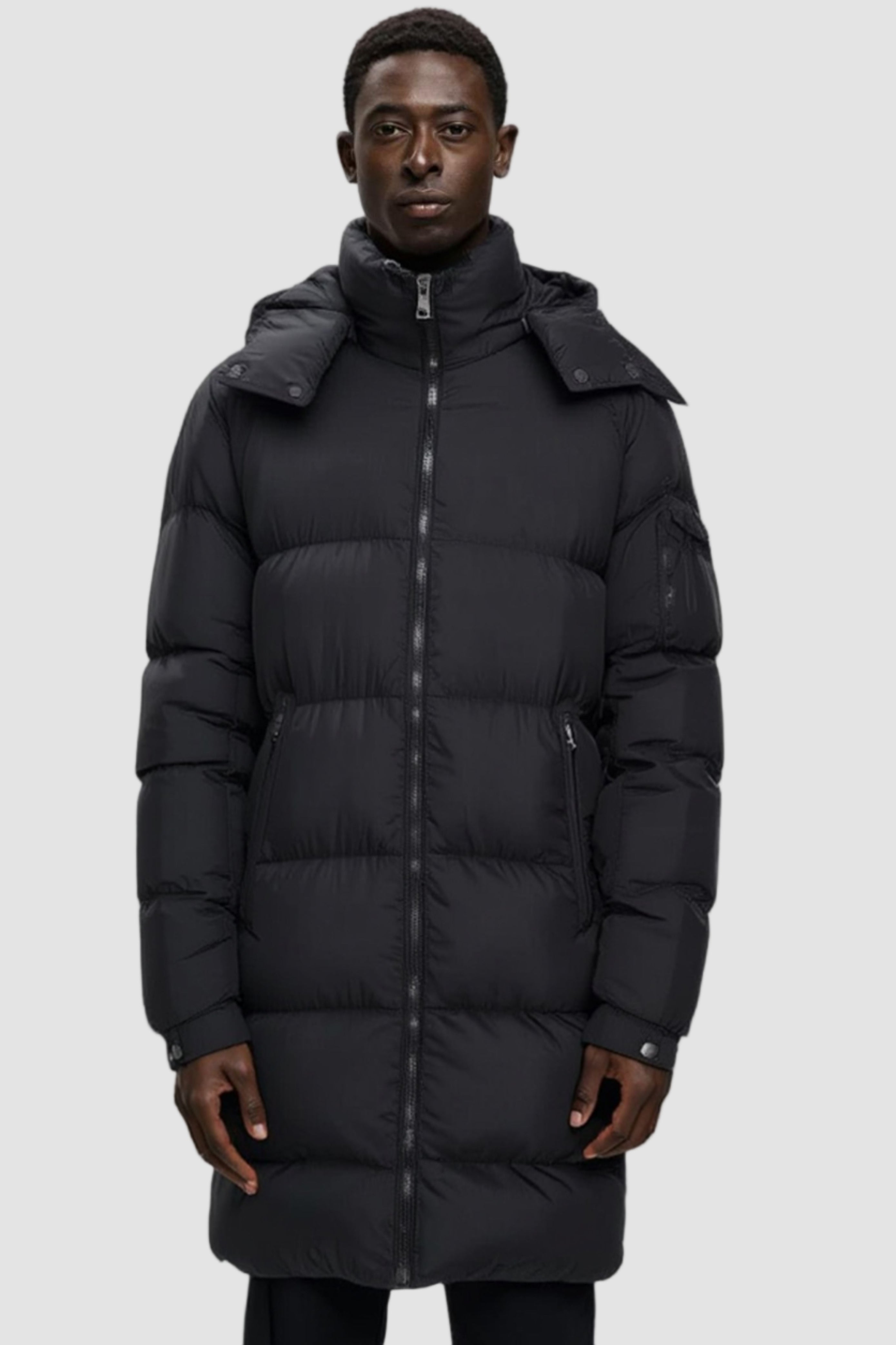 Long hooded down jacket