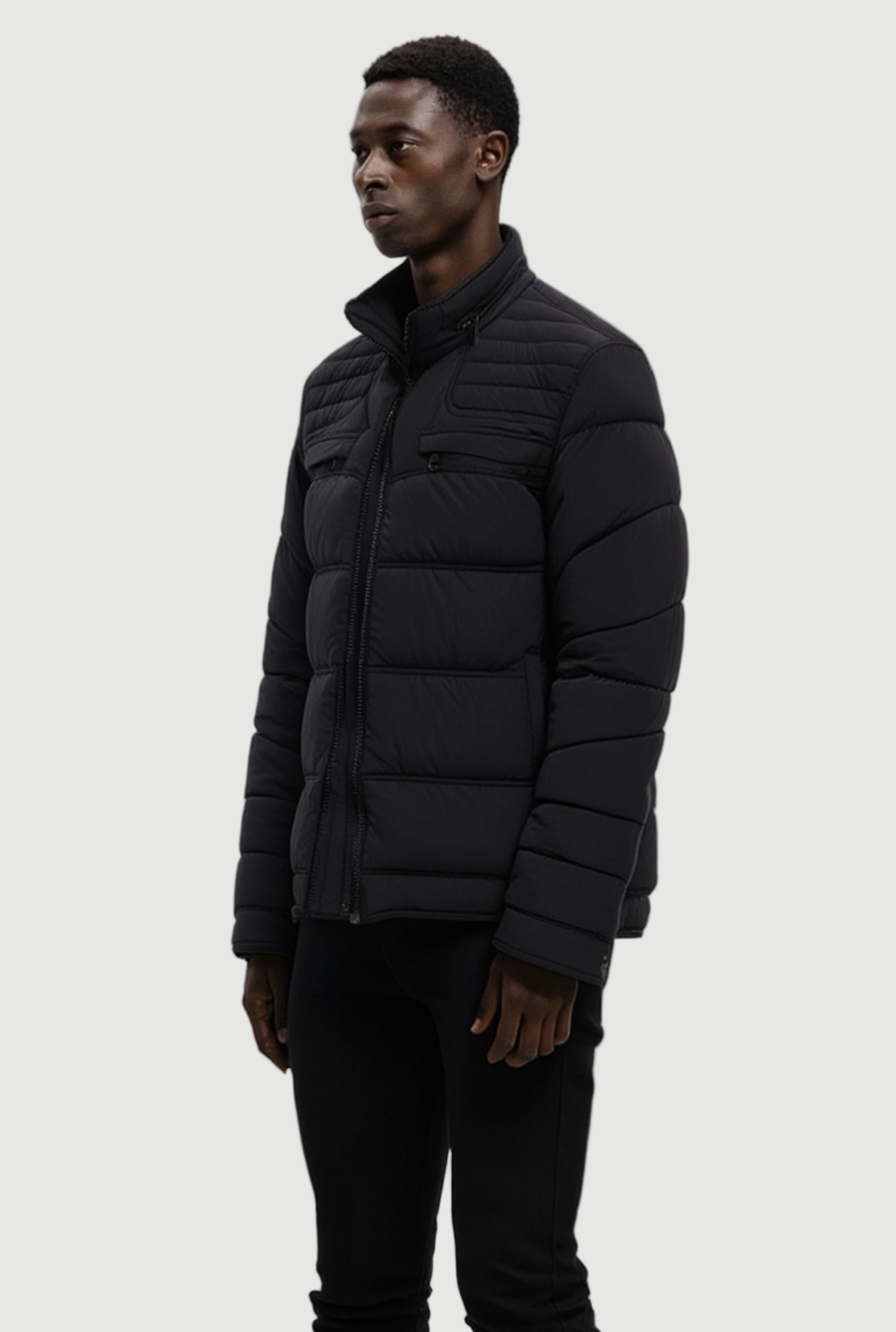 Quilted down jacket with zip