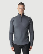 Zipped polo grijs