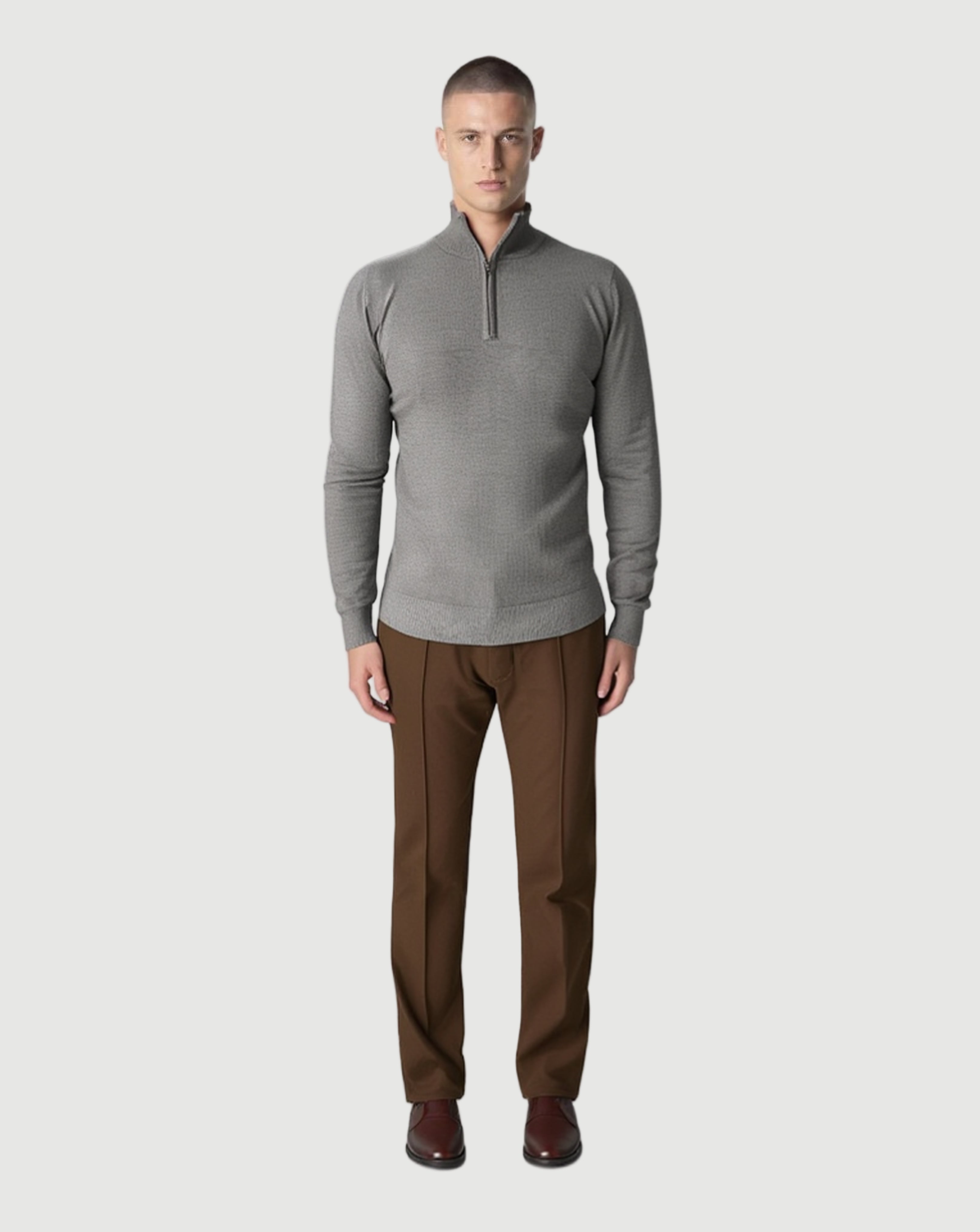 Zipped polo taupe