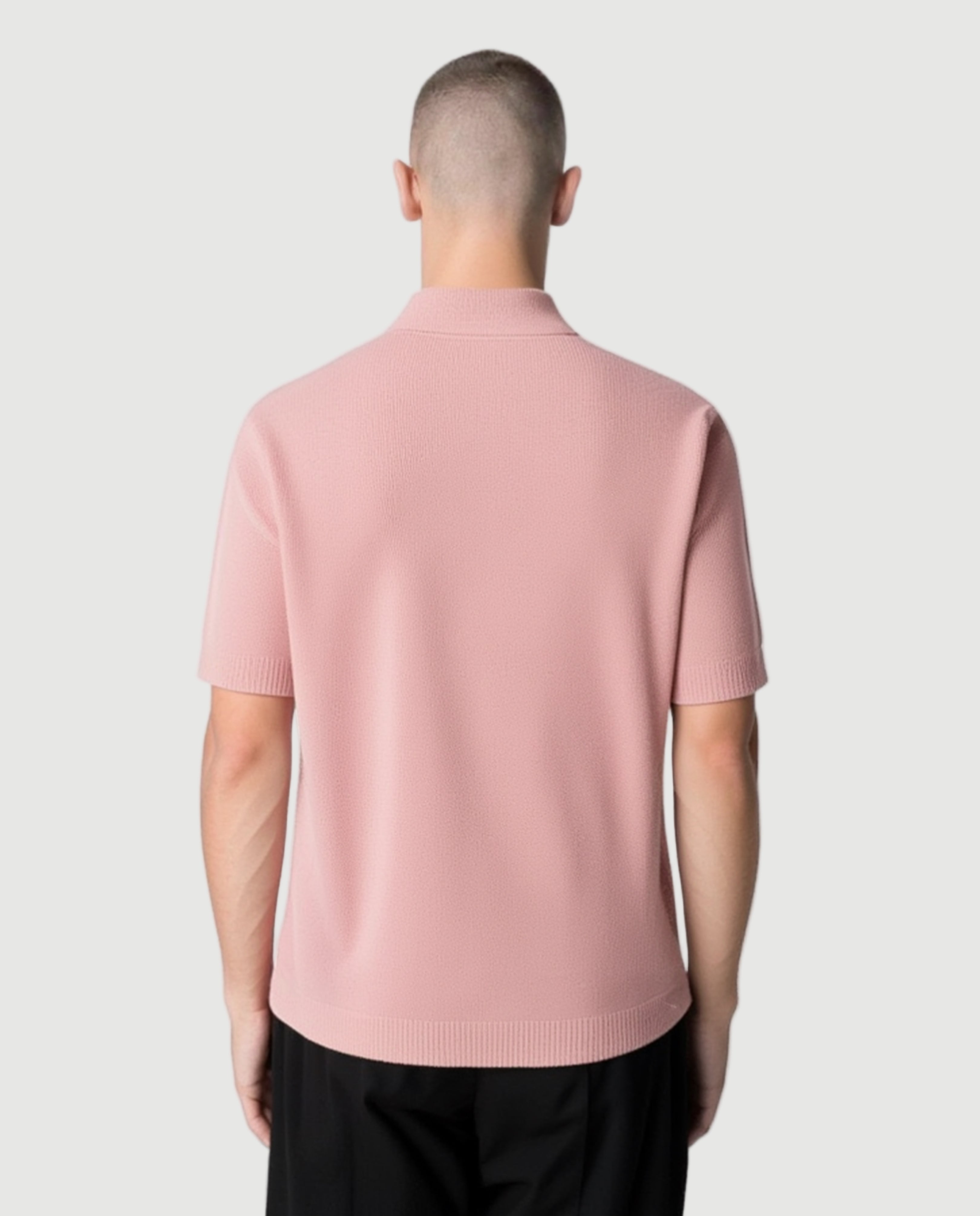 Short knitted polo rose