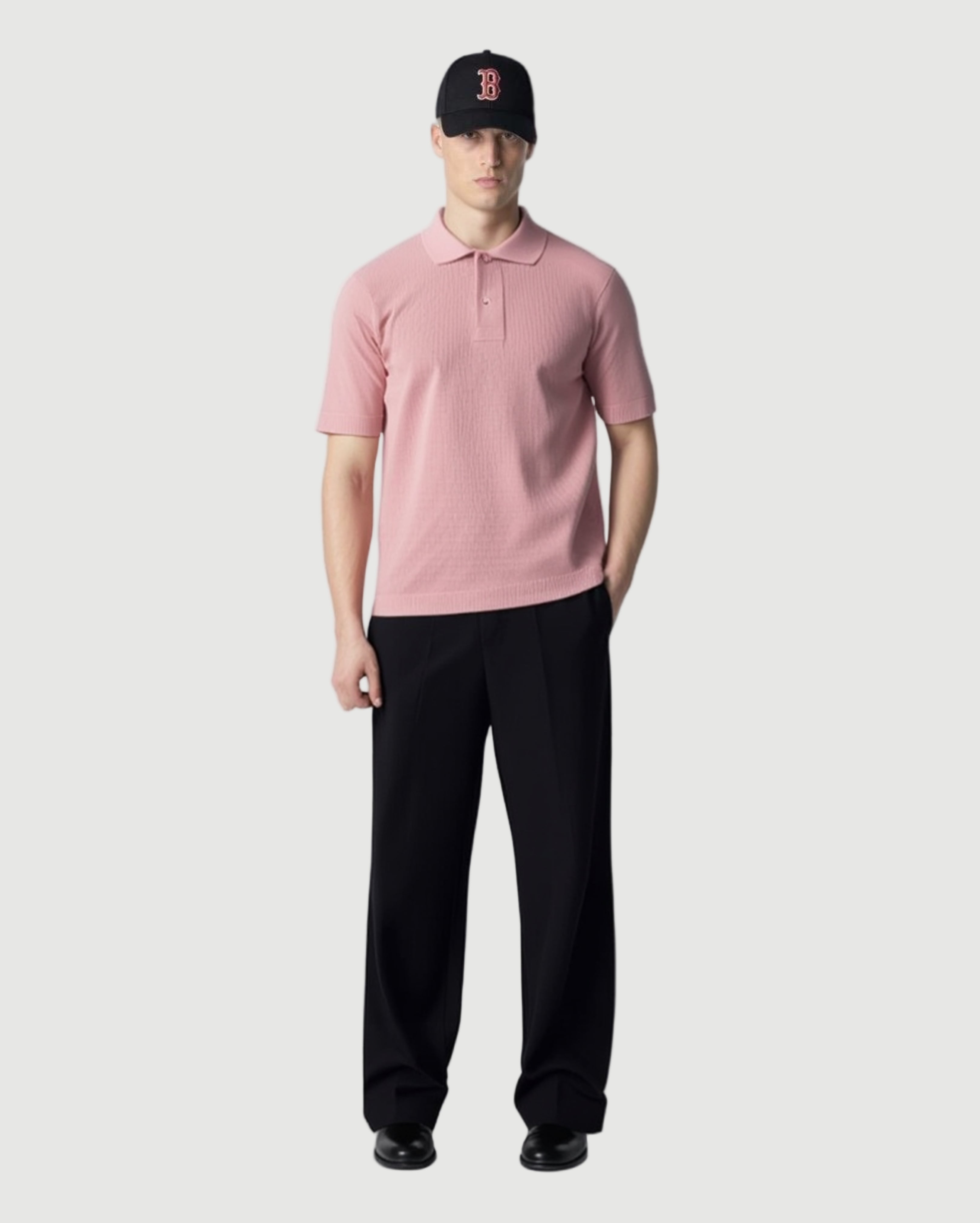 Short knitted polo rose