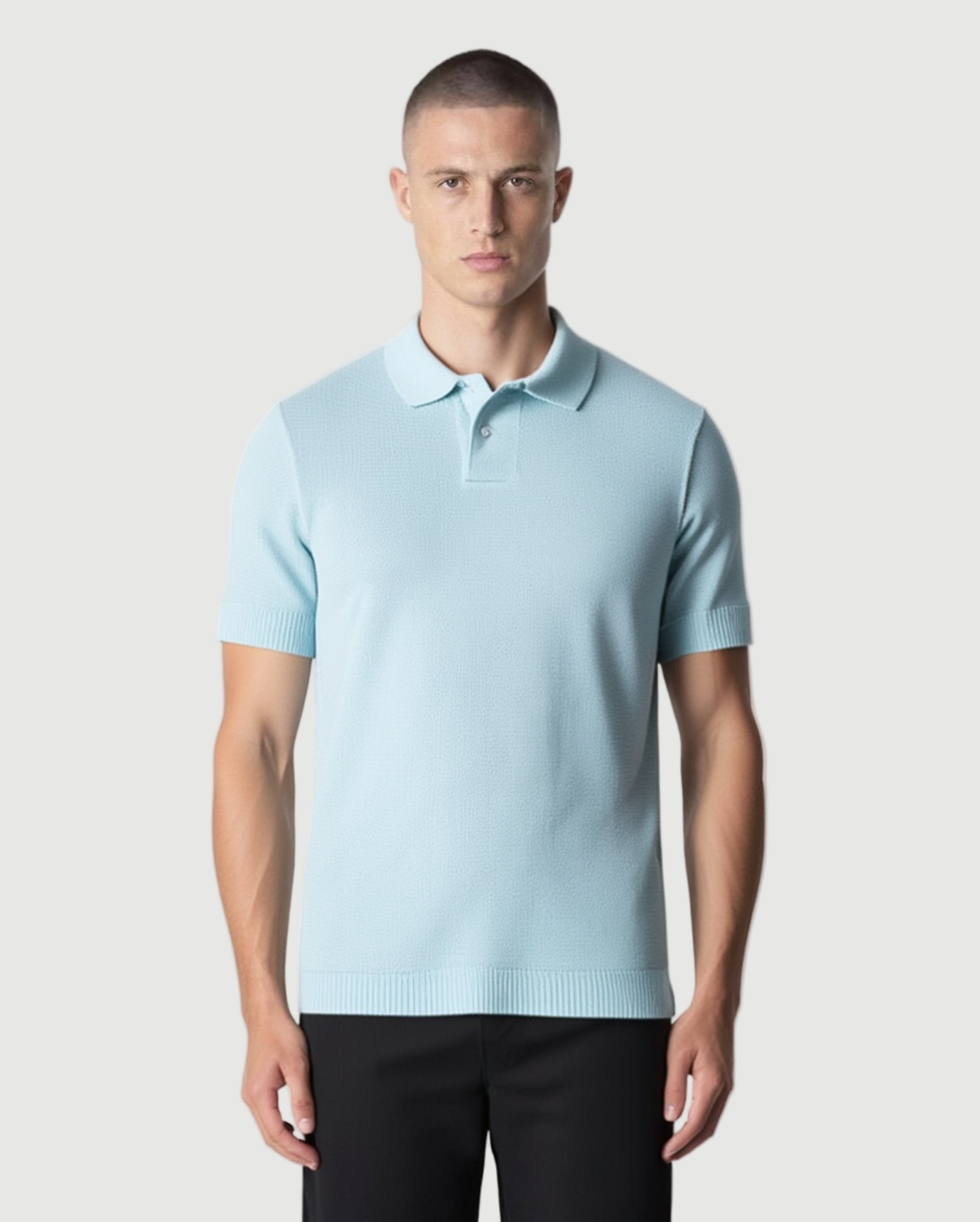 Short knitted polo mint