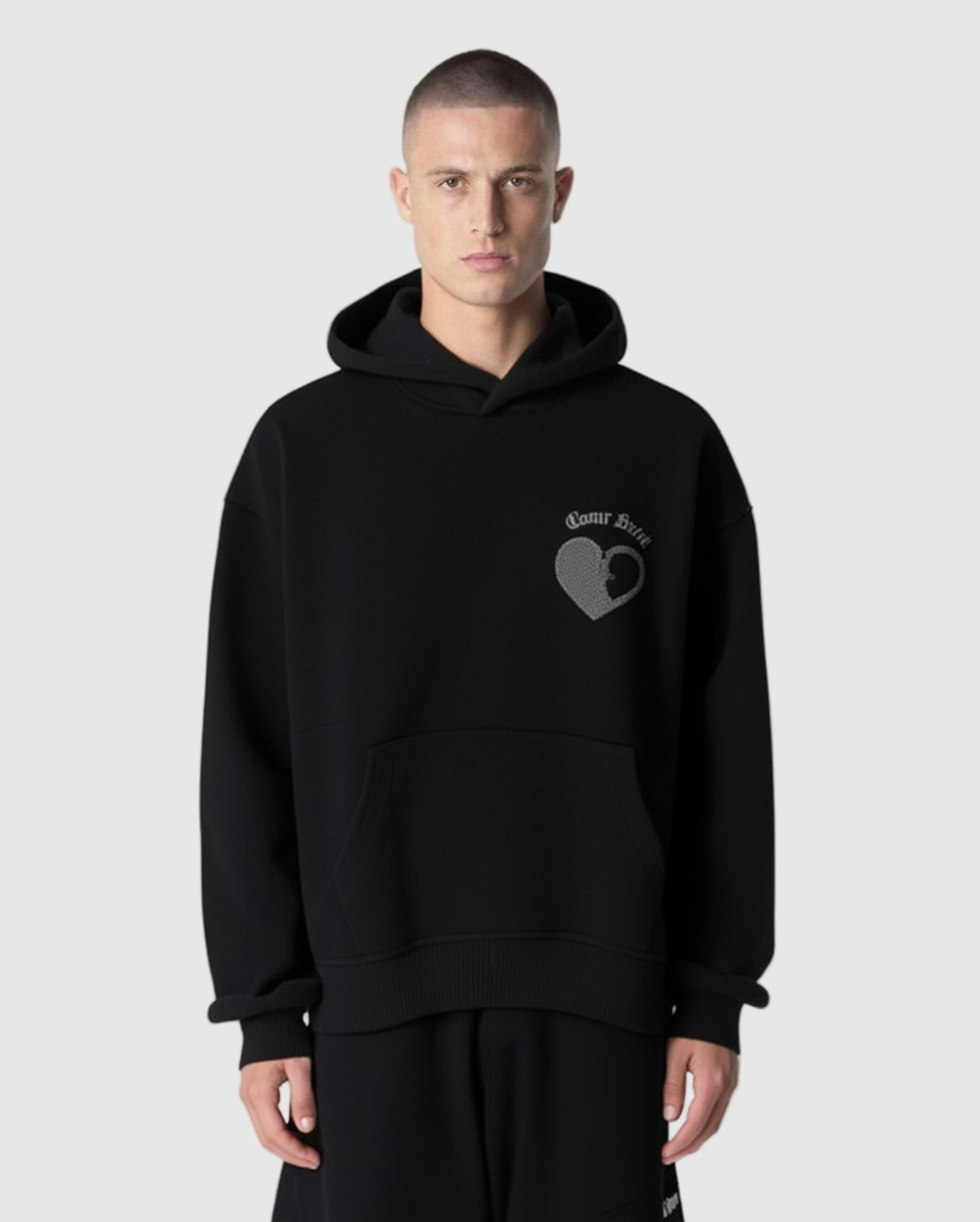 Broken heart hoodie black