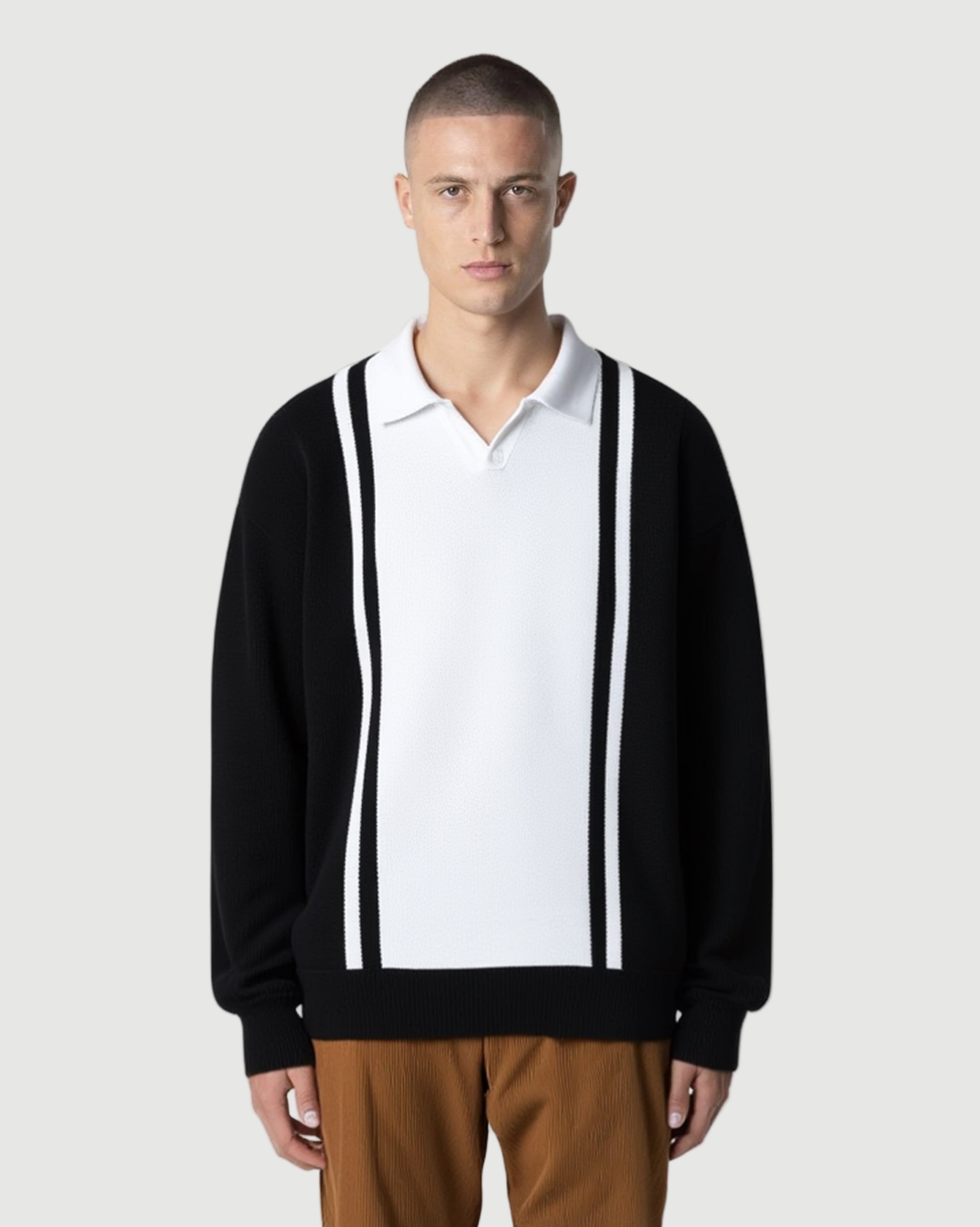 Fender polo knit black white