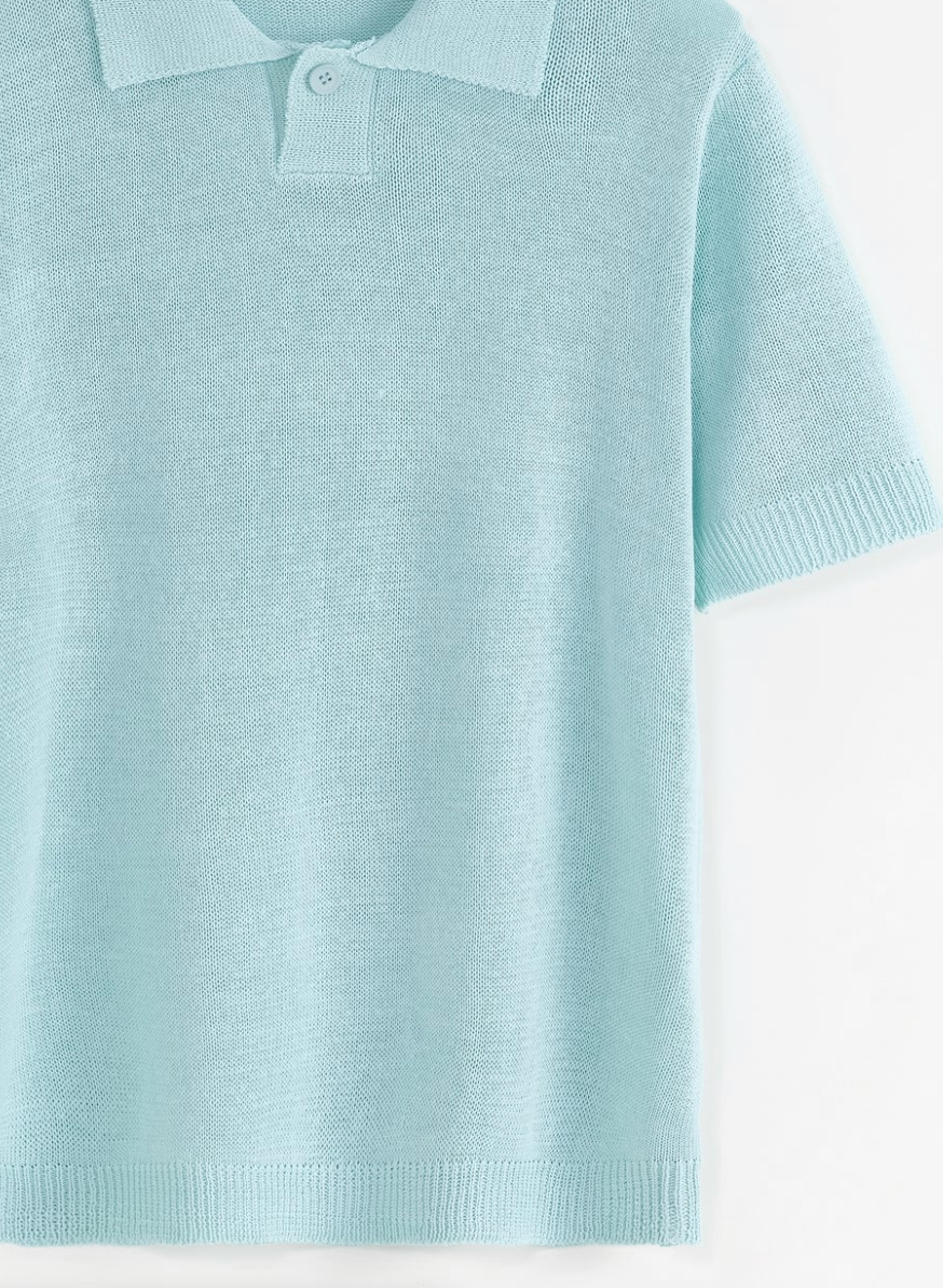 Short knitted polo mint