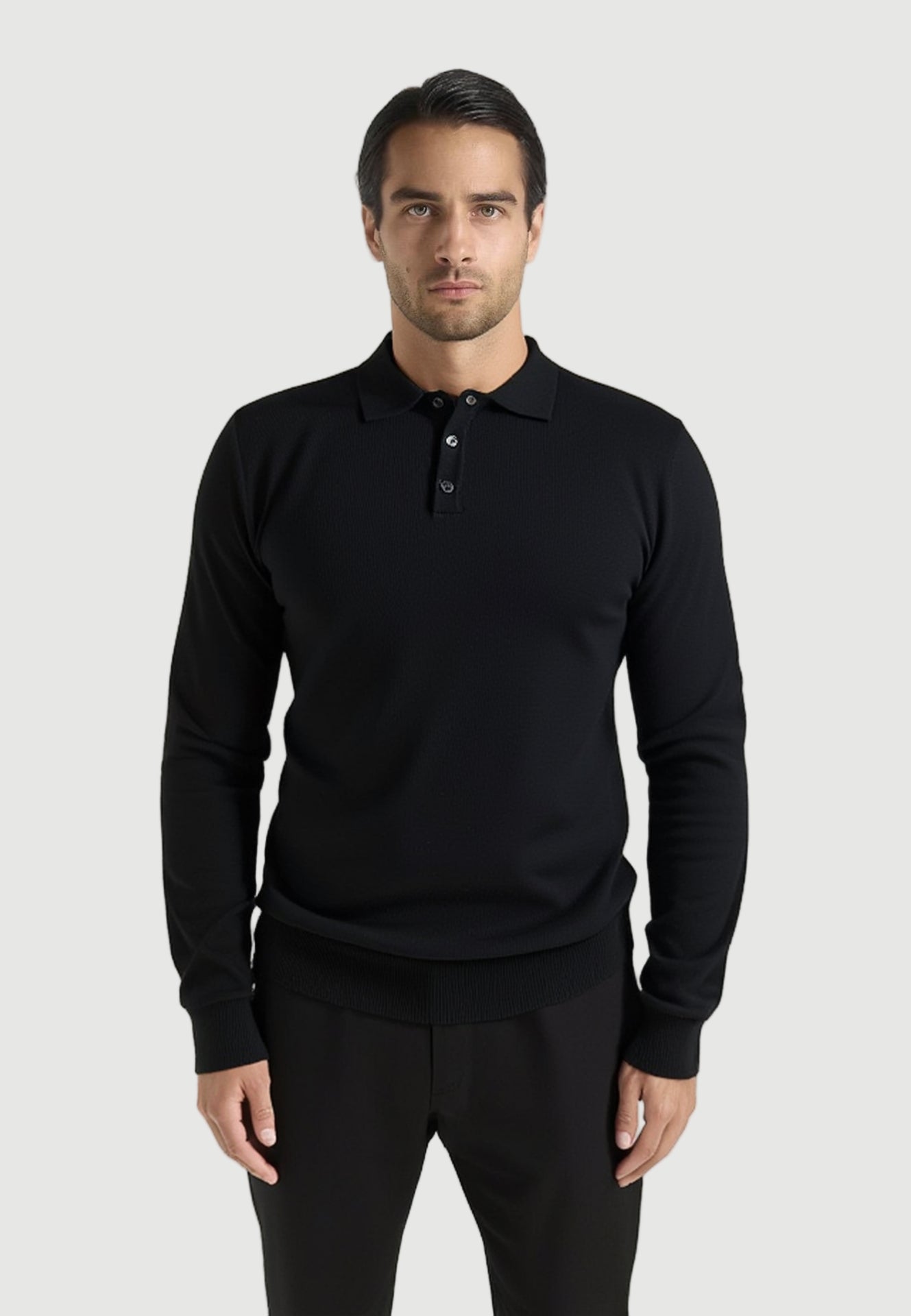 SLIM FIT POLO ZWART