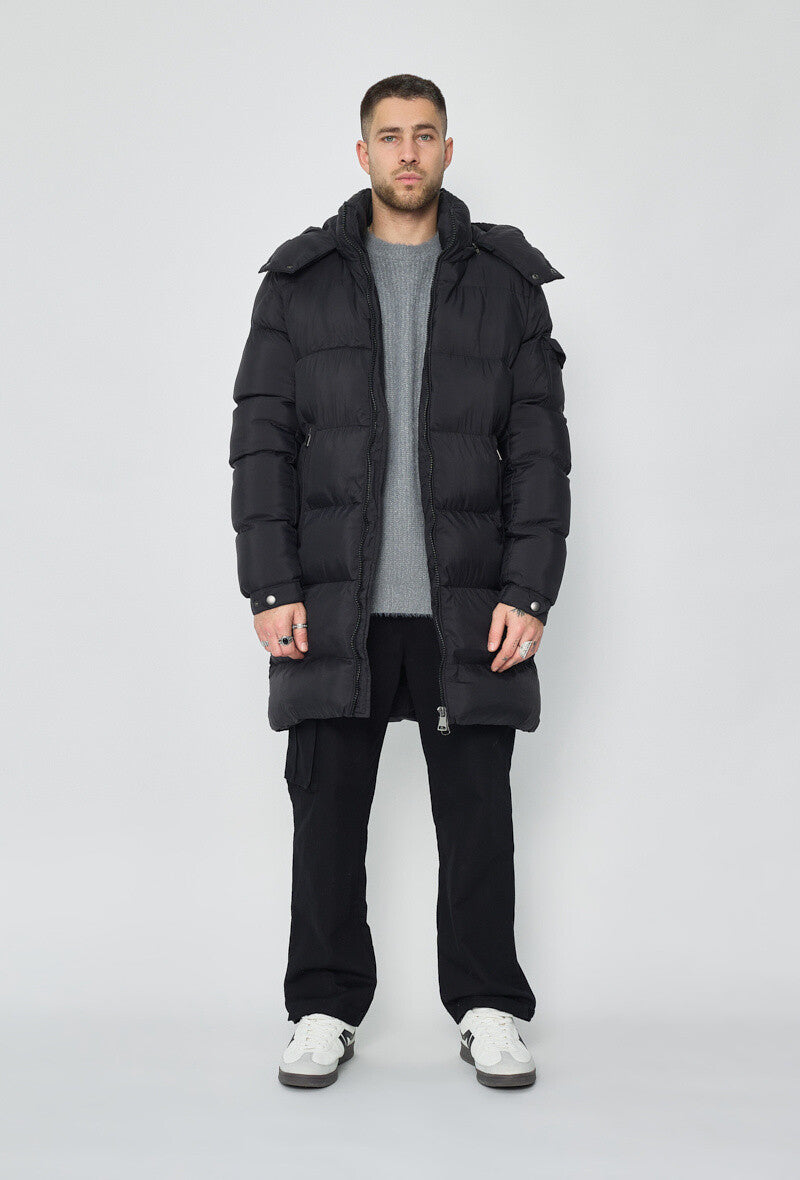 Long hooded down jacket