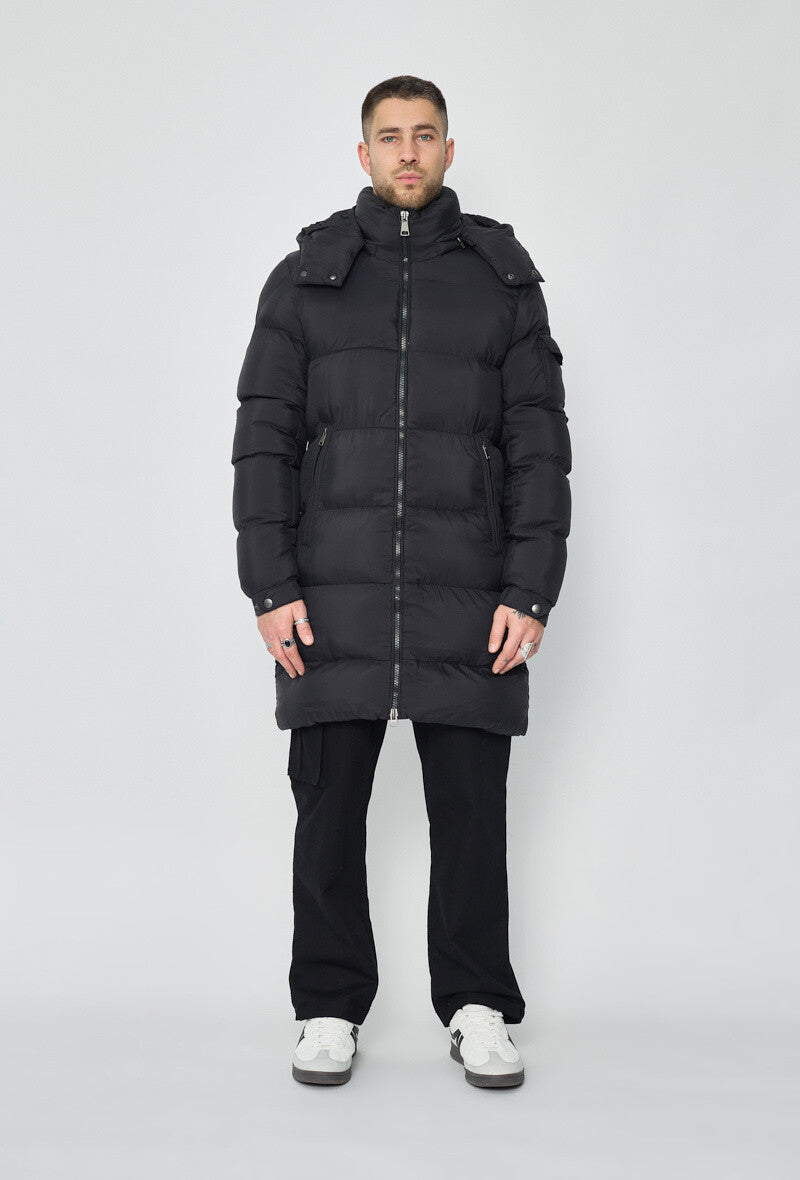 Long hooded down jacket