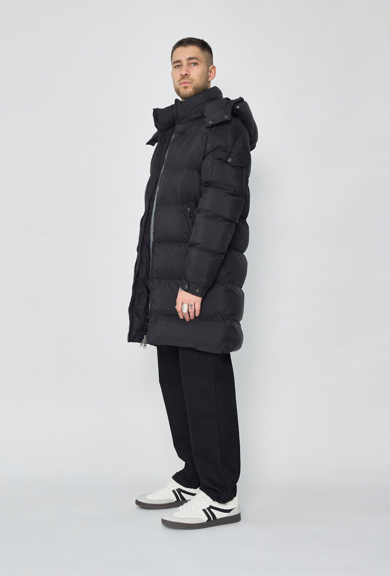 Long hooded down jacket