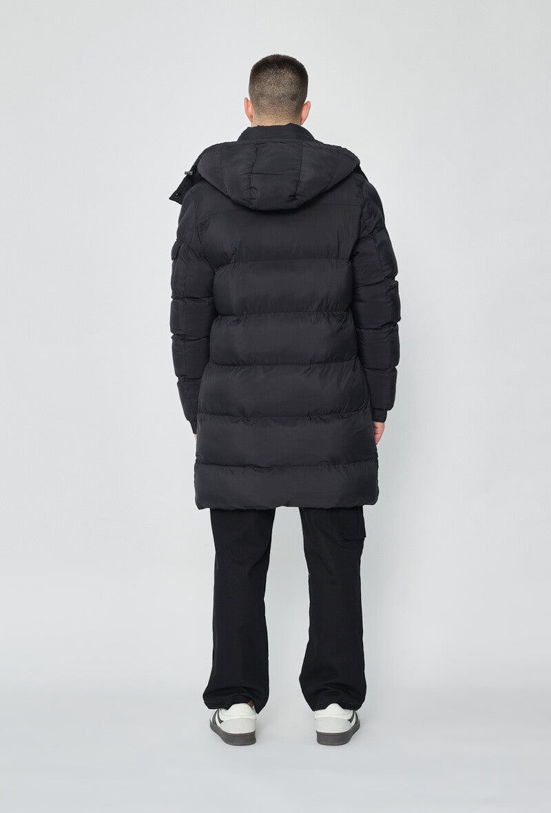 Long hooded down jacket