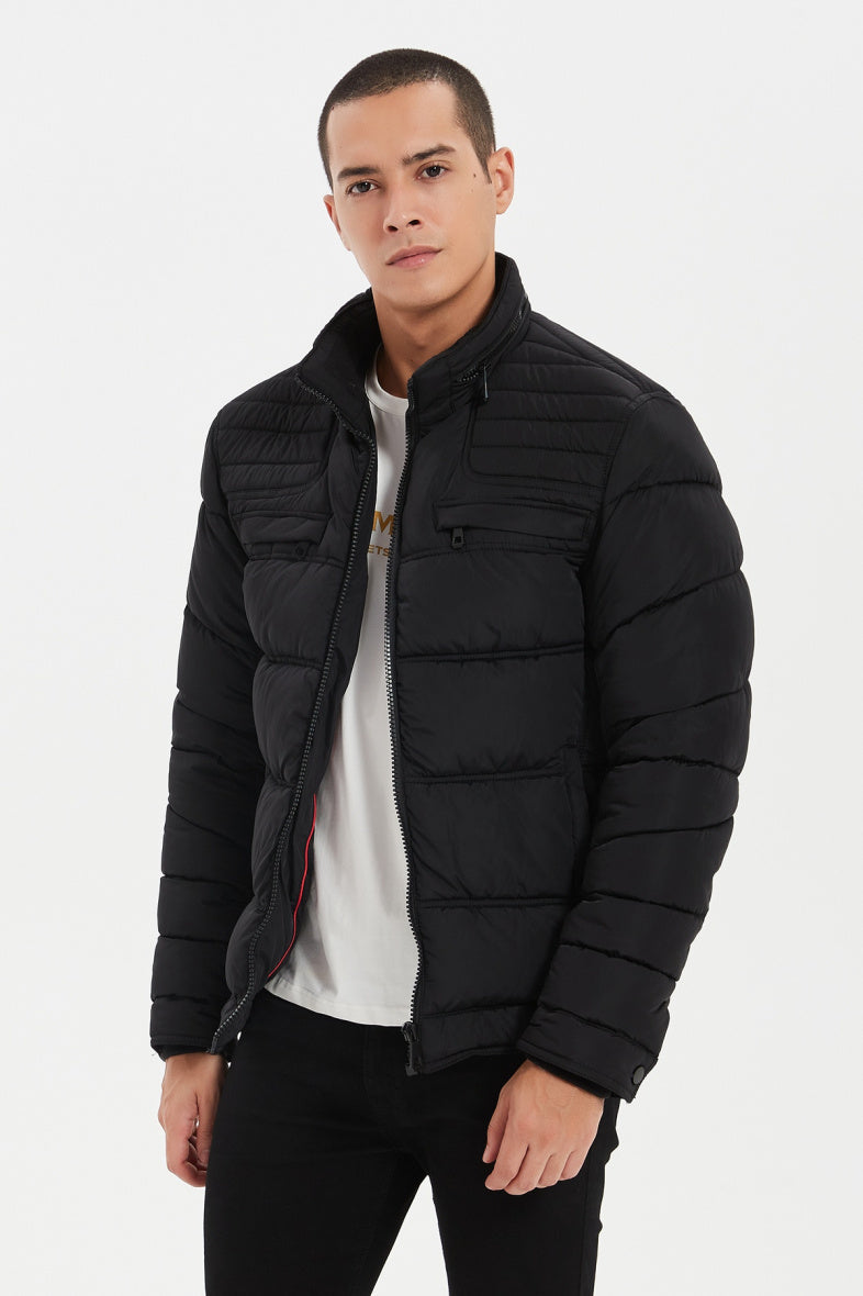 Quilted down jacket with zip