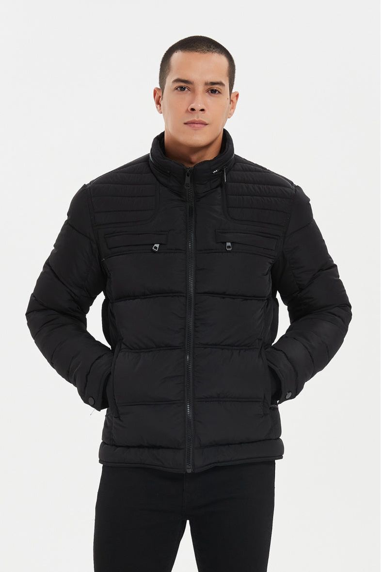 Quilted down jacket with zip